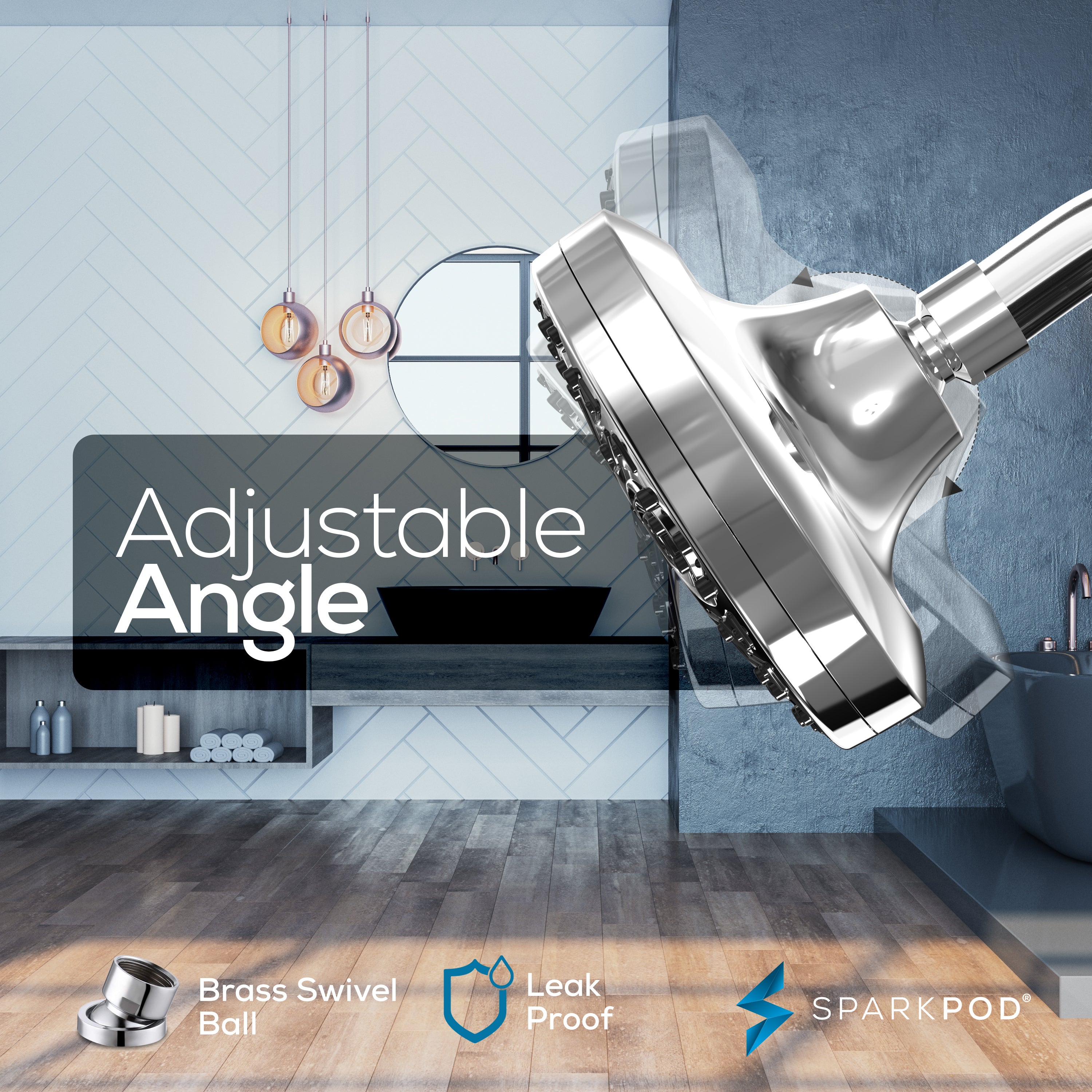 5" 8-Function Rain Shower Head