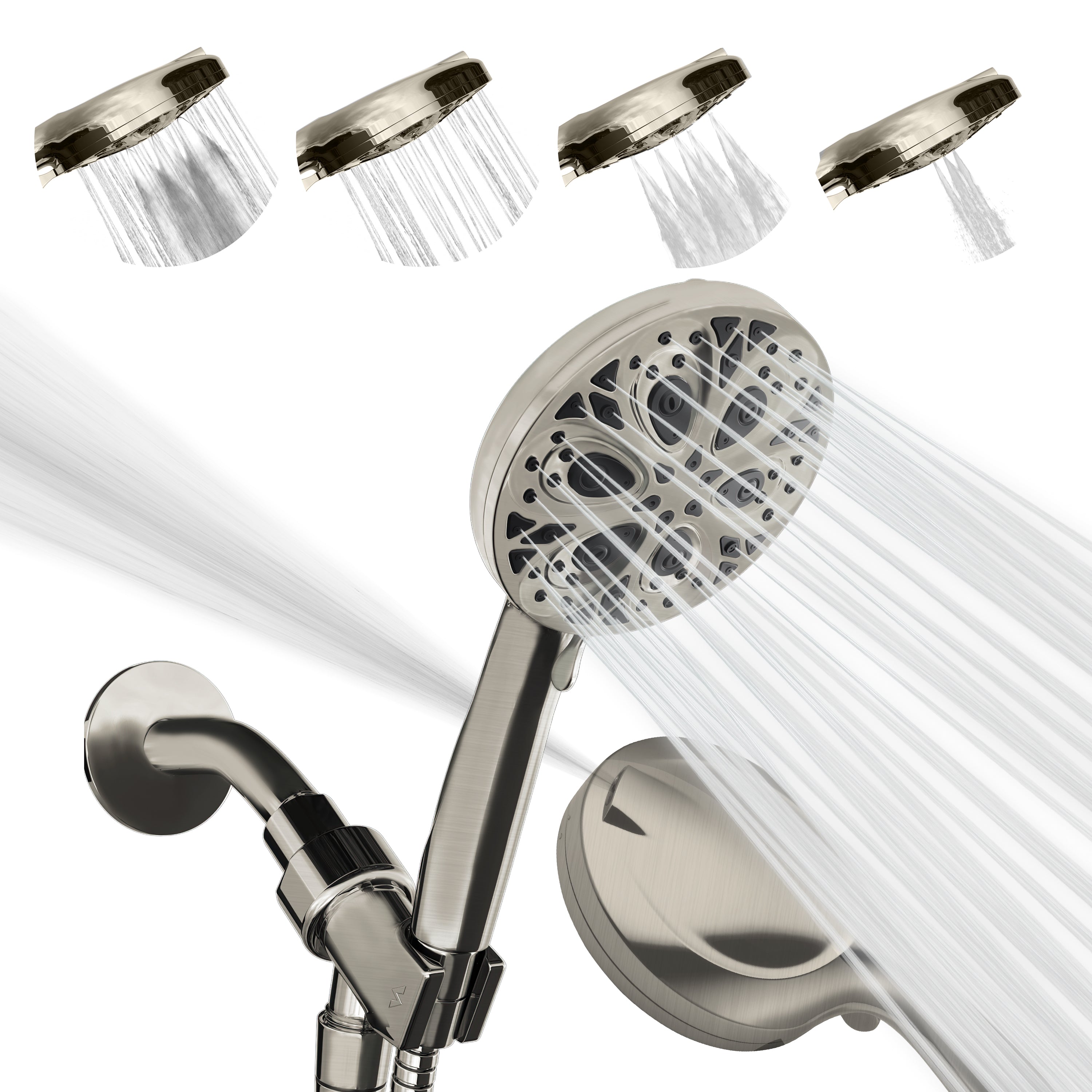 5" 10-Function Handheld Shower Head + 6' Hose + Bracket
