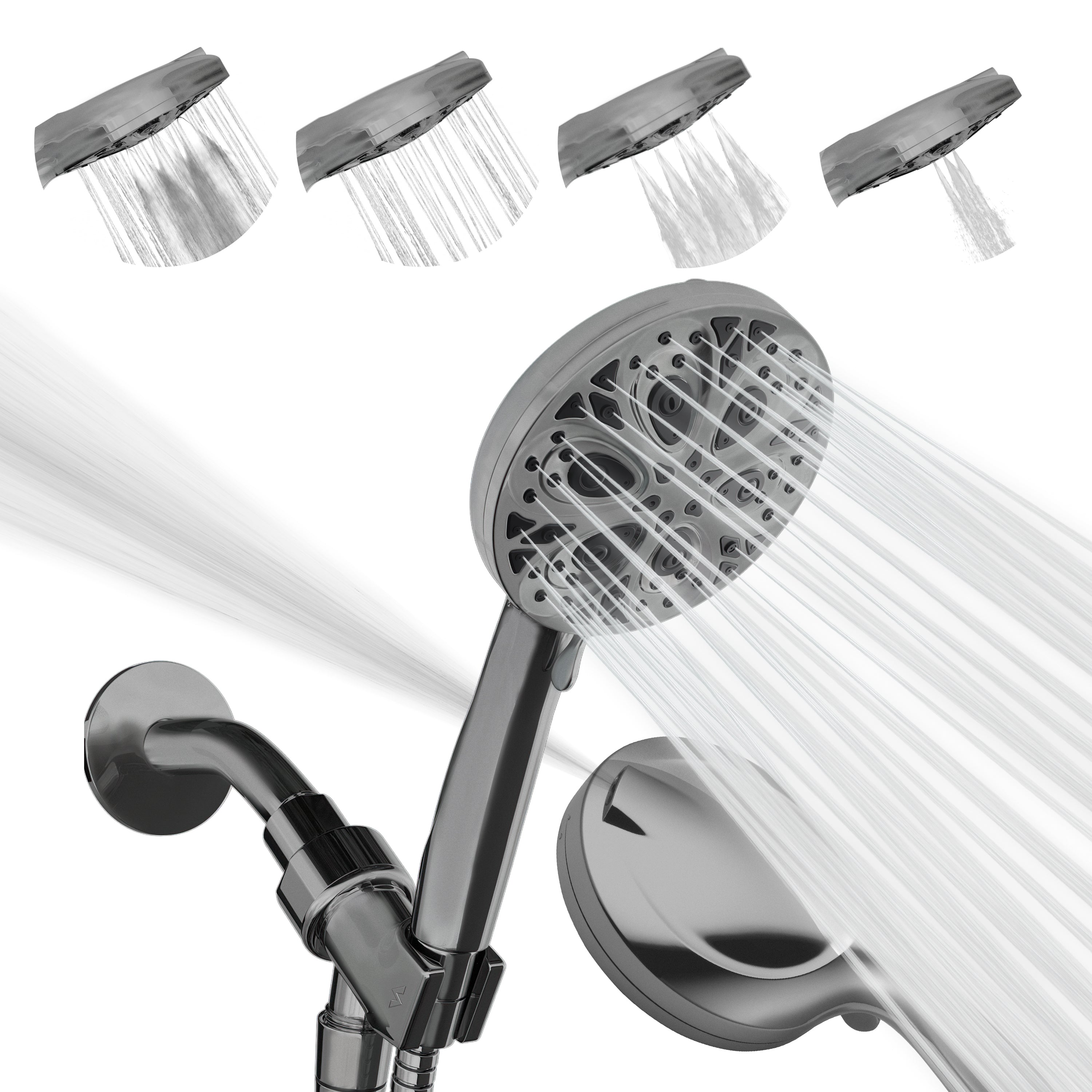 5" 10-Function Handheld Shower Head + 6' Hose + Bracket