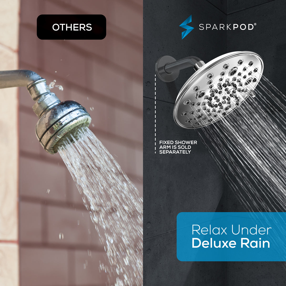 SparkPod 10 Spray Setting High Pressure Shower Head - Luxury 5 High F —  CHIMIYA