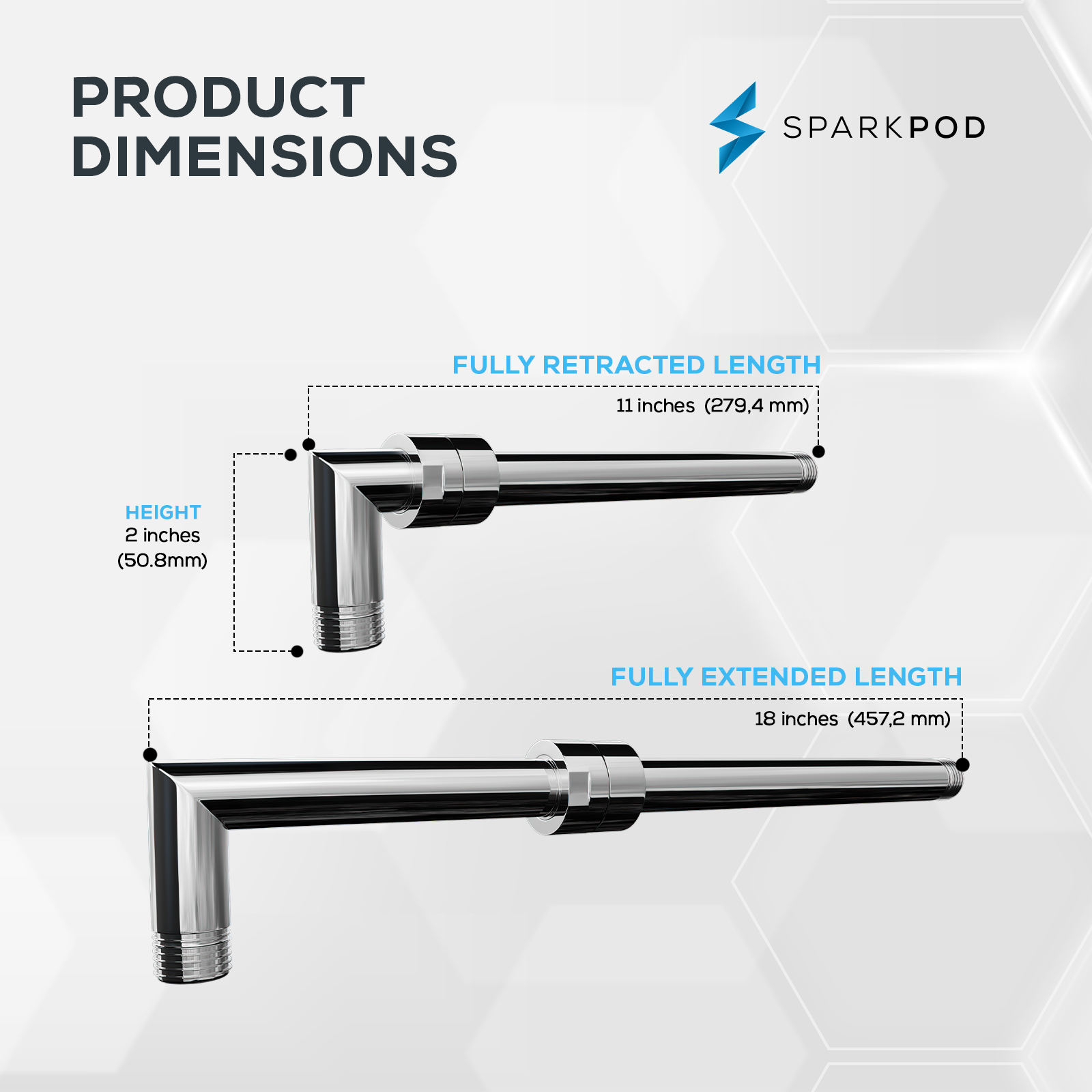 11" Expandable Shower Arm