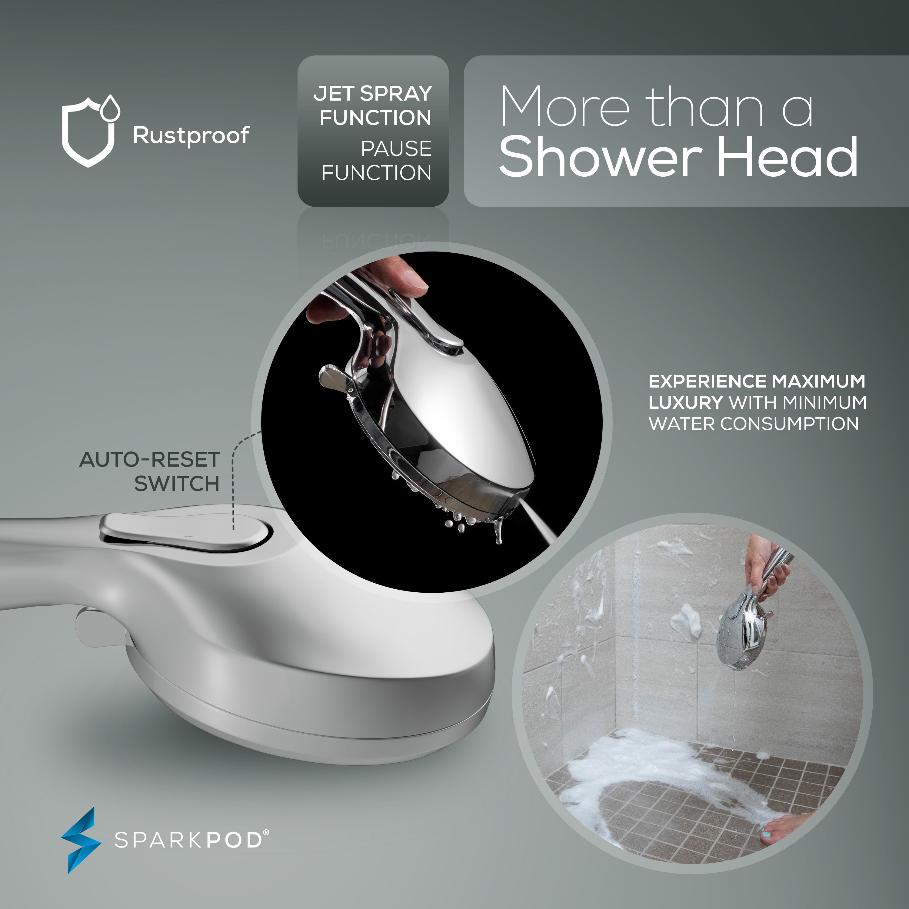 5" 9-Function Handheld Shower Head