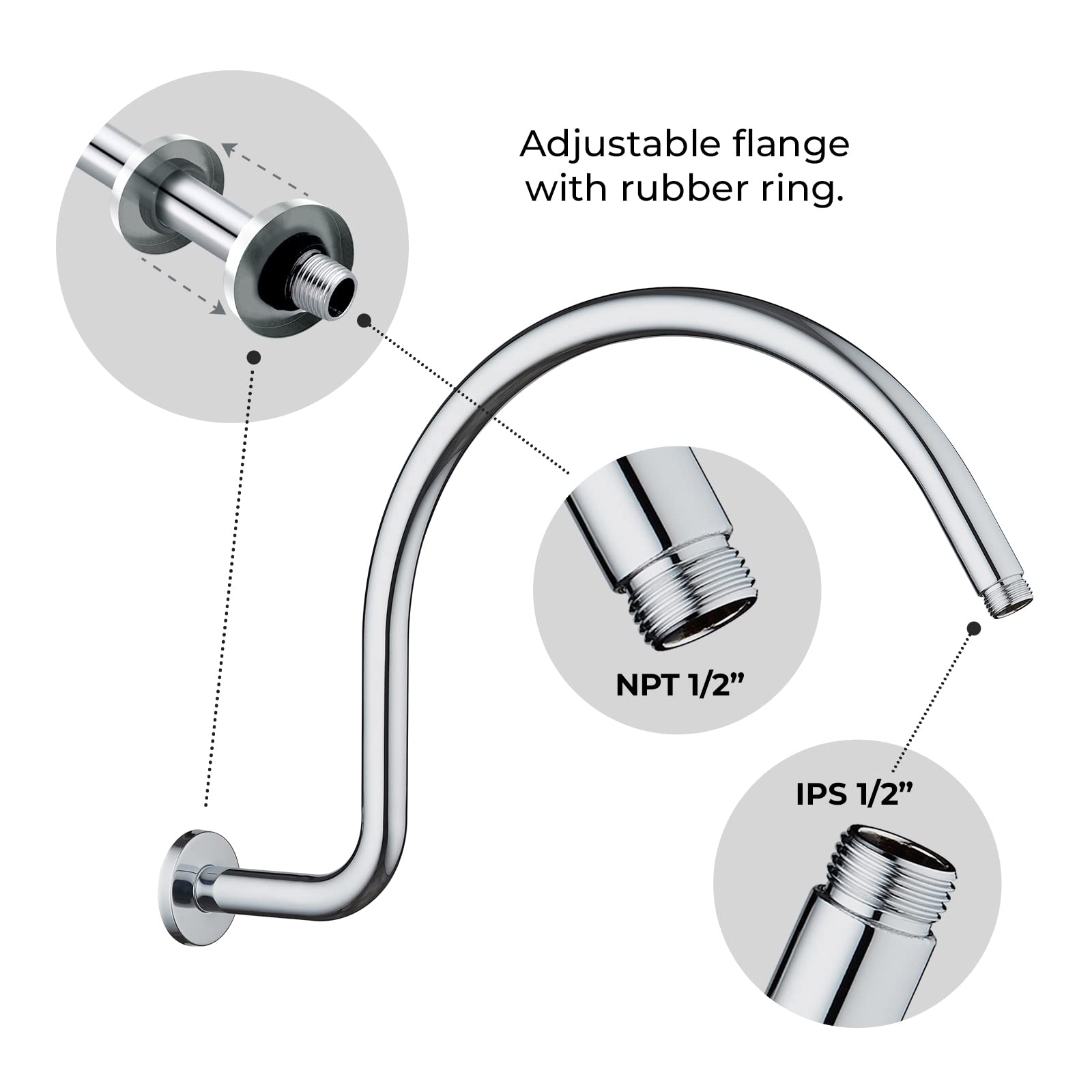 17" Gooseneck Shower Arm