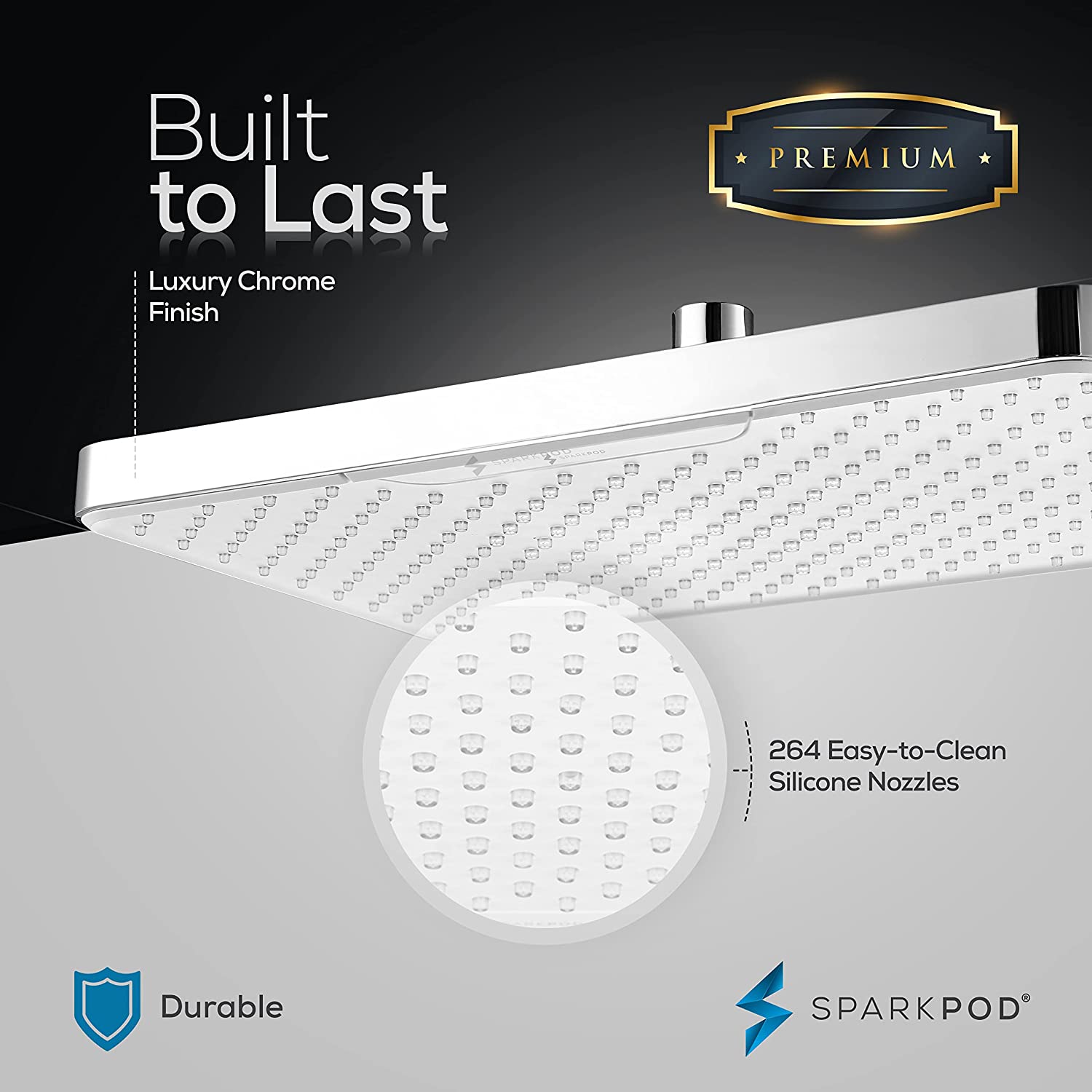 12" Rectangular Rainfall Shower Head