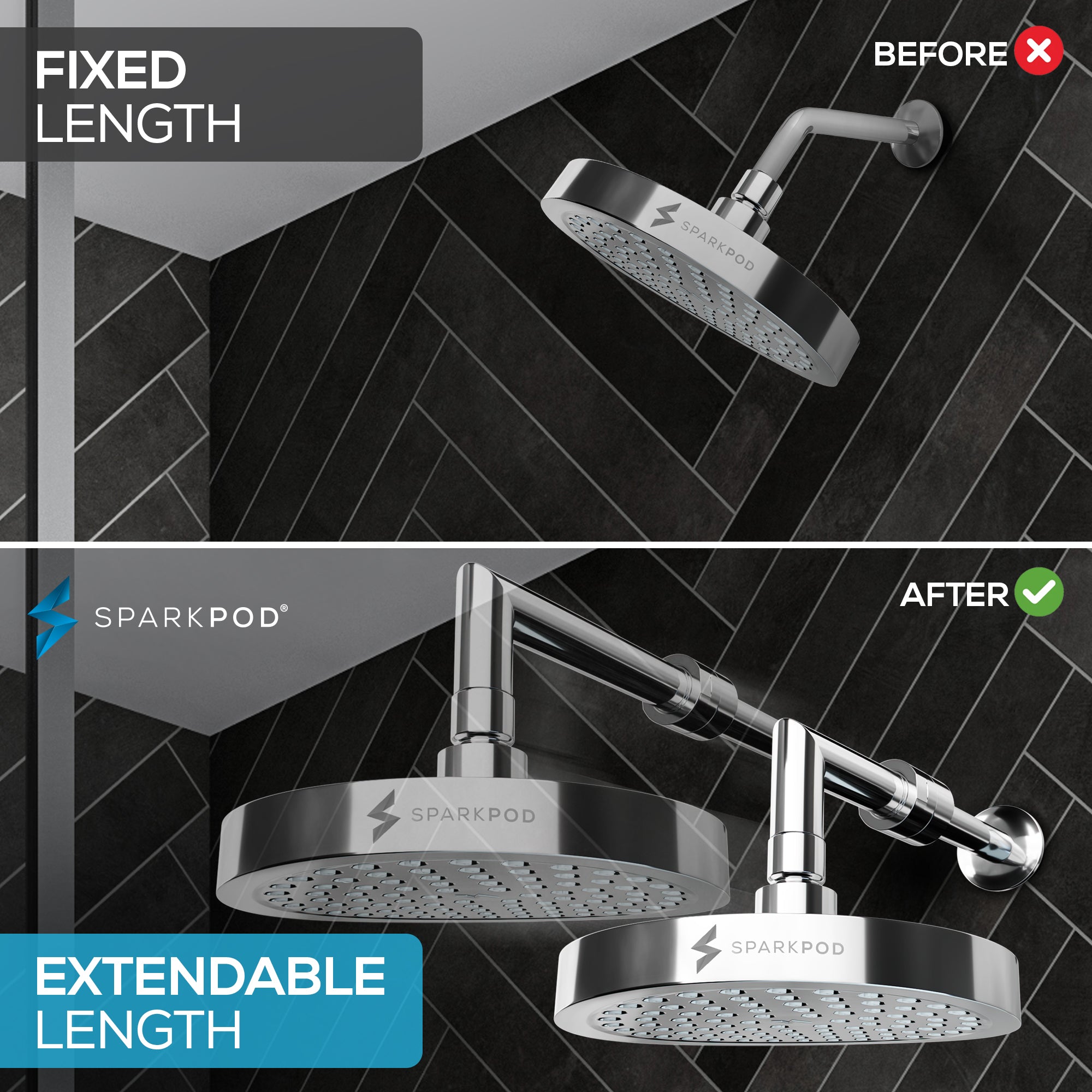 11" Expandable Shower Arm