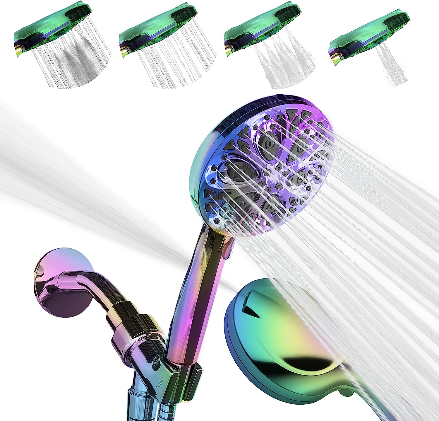 5" 10-Function Handheld Shower Head + 6' Hose + Bracket