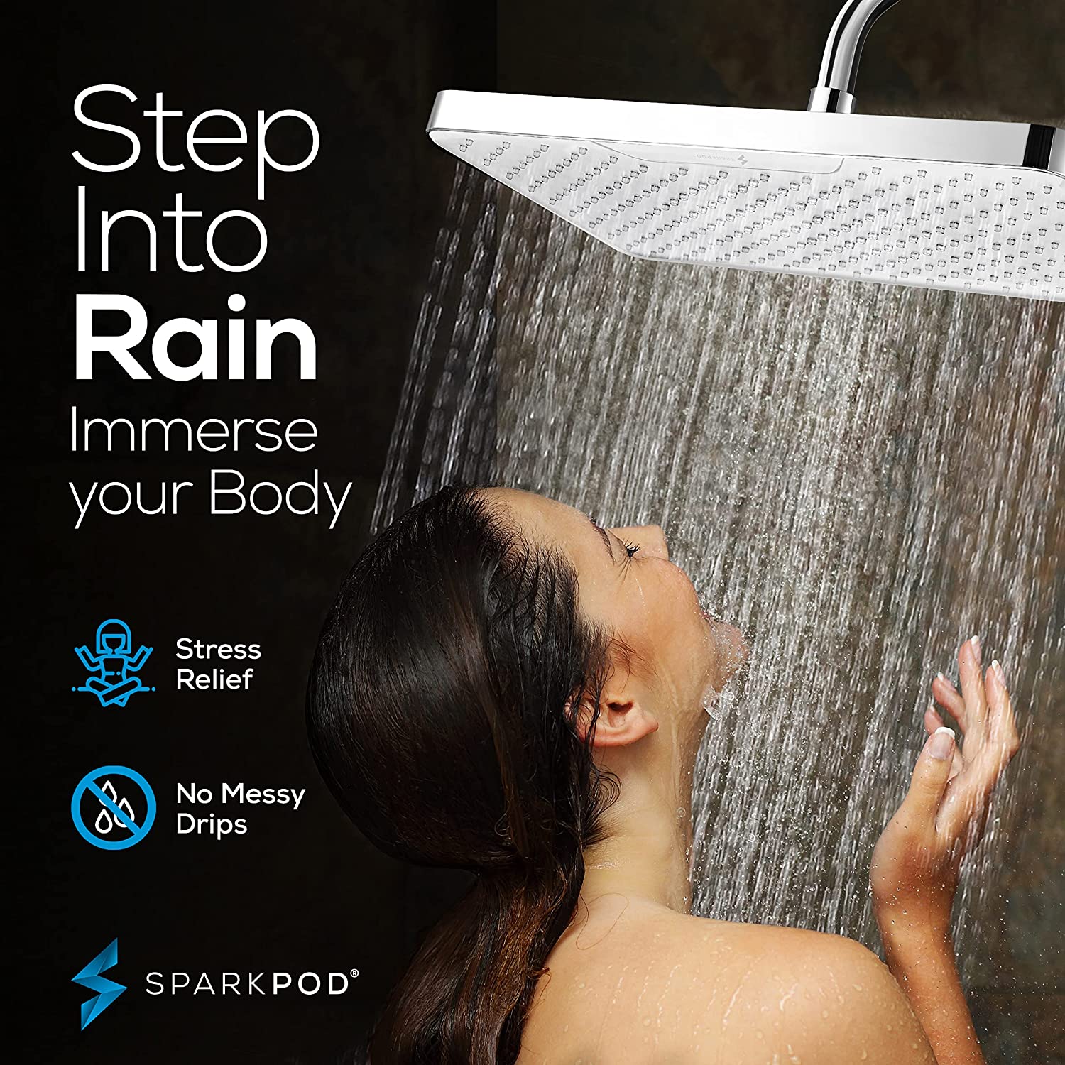 12" Rectangular Rainfall Shower Head