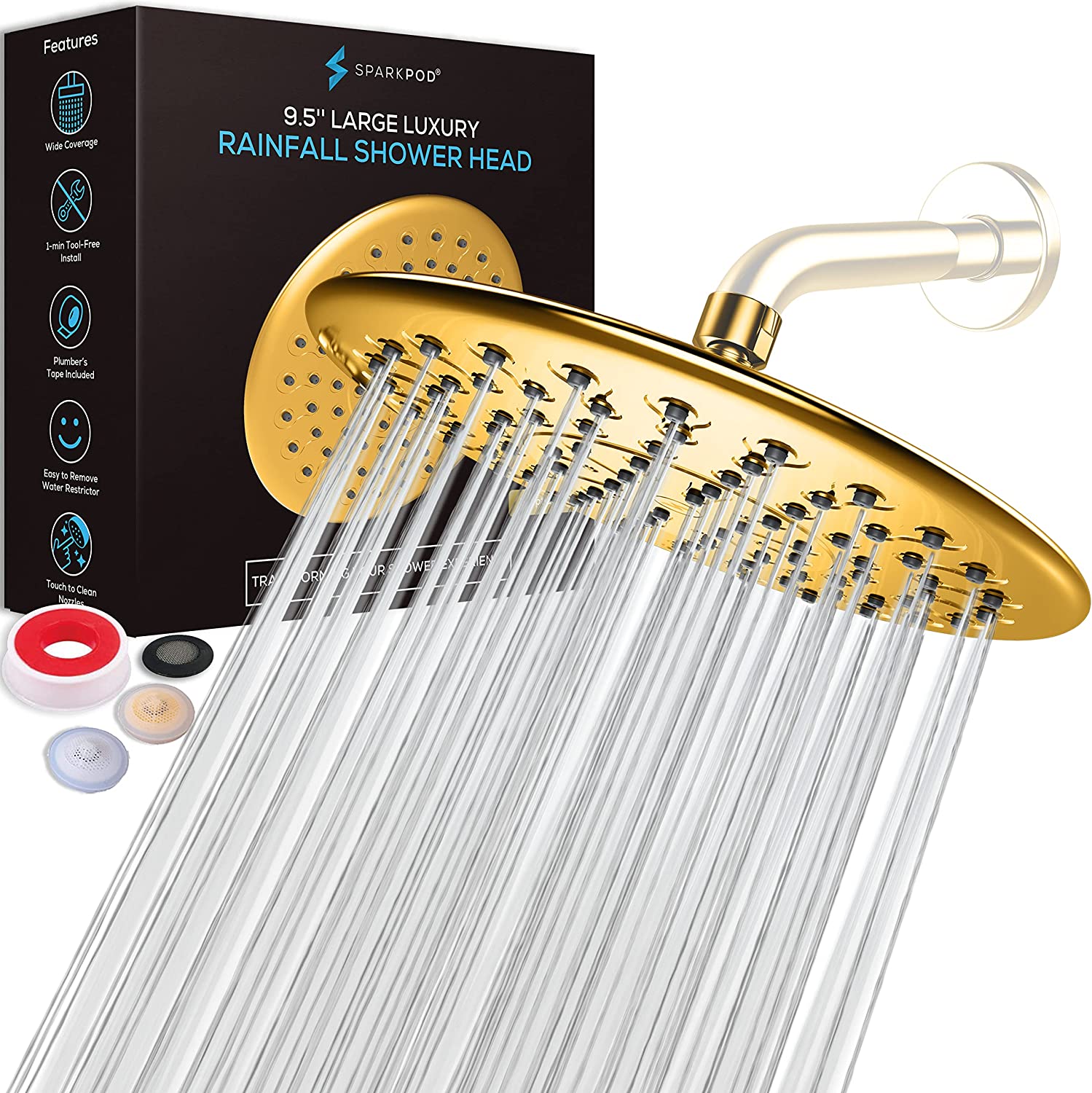 9.5" Round Rainfall Shower Head