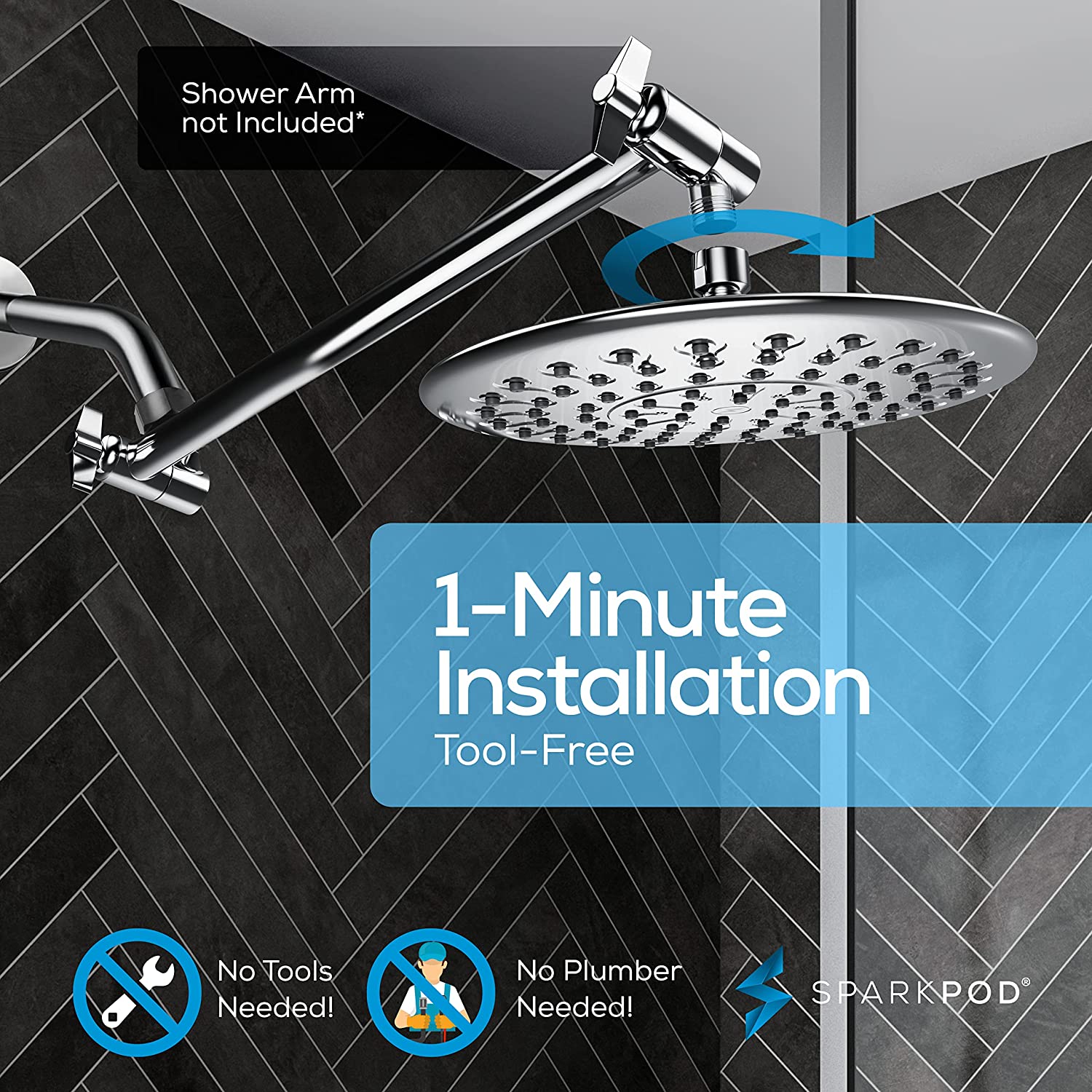 9.5" Round Rainfall Shower Head