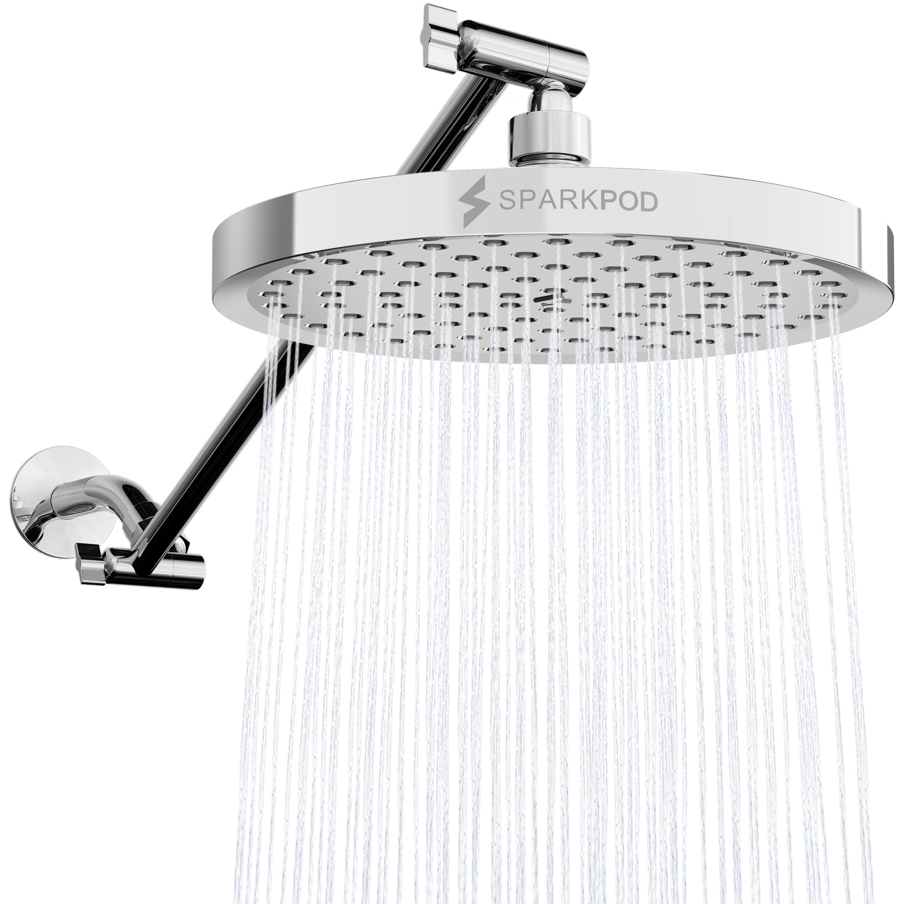 8” Round Rain Shower Head + 16” Shower Arm Extension