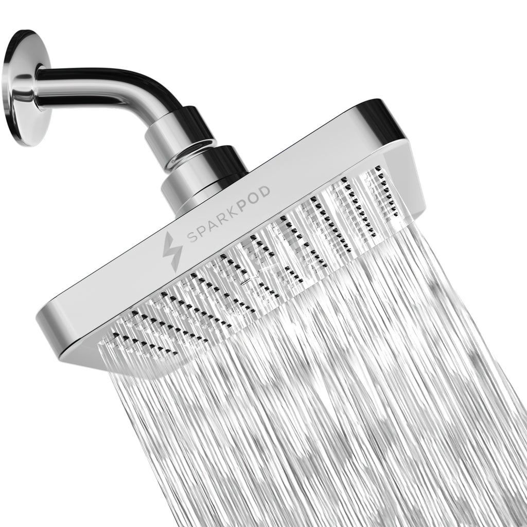 SparkPod Shower Head - High Pressure Rain (6" Square, Luxury Polished Chrome)
