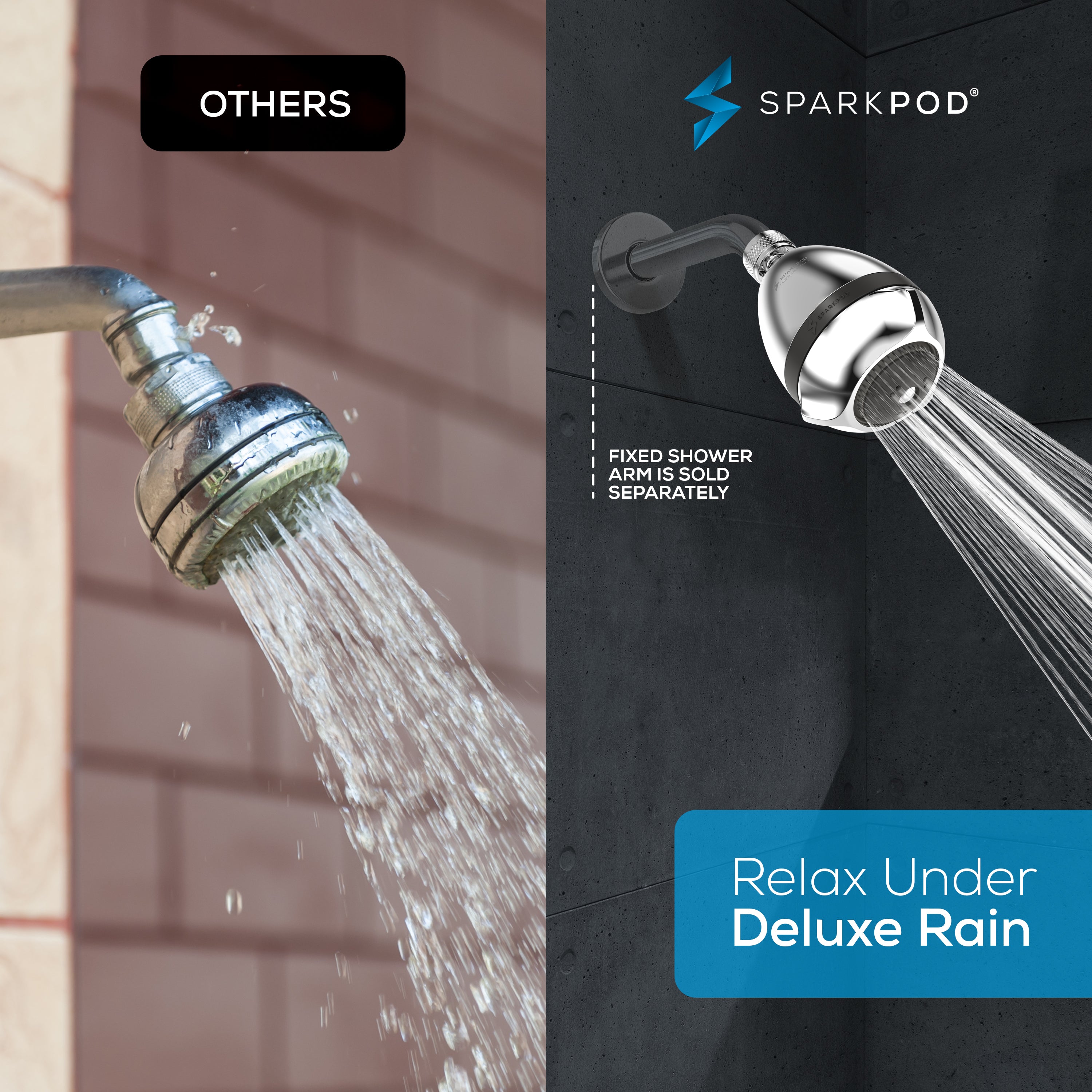 3-Function Power Pressure Shower Head