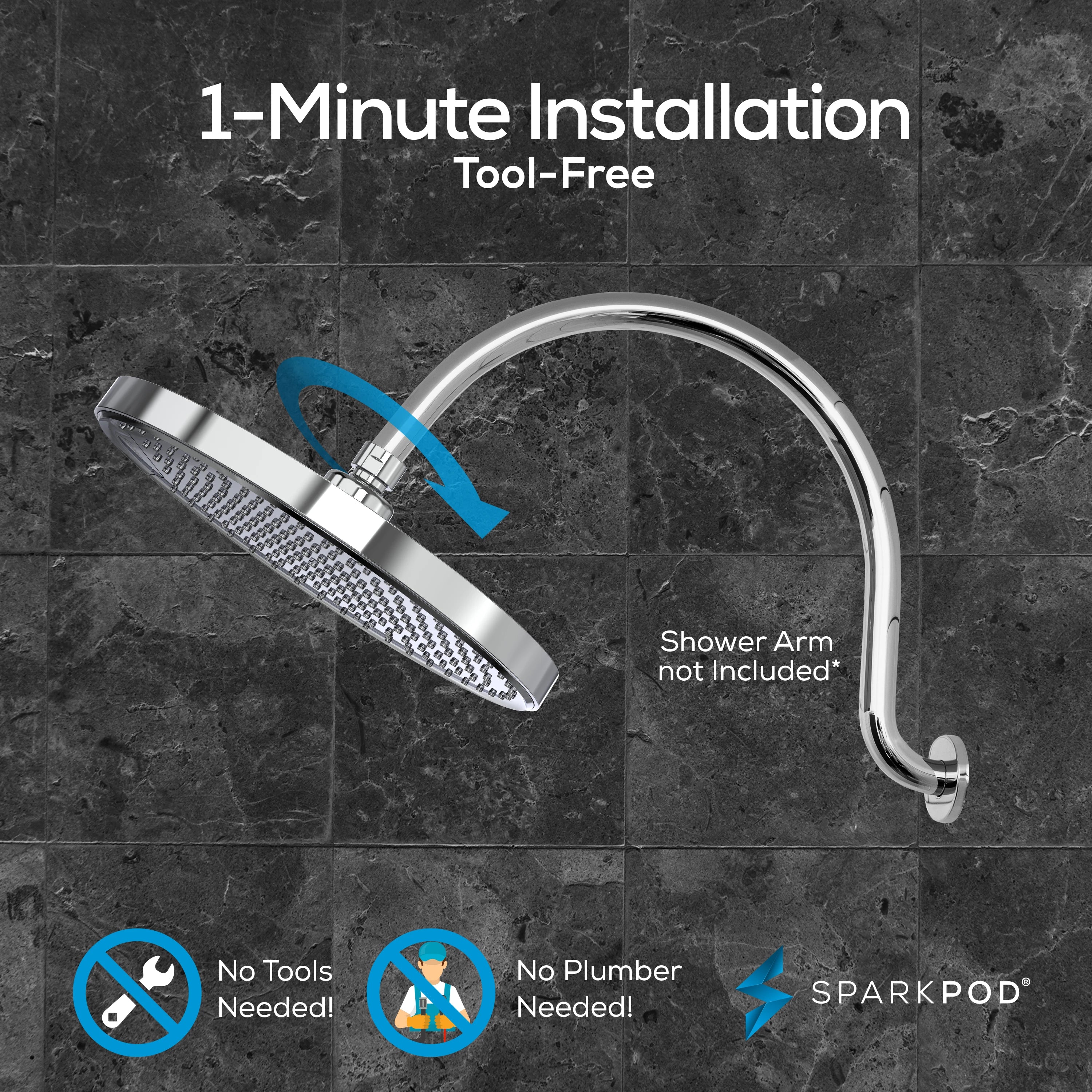 10" Round Rainfall Shower Head