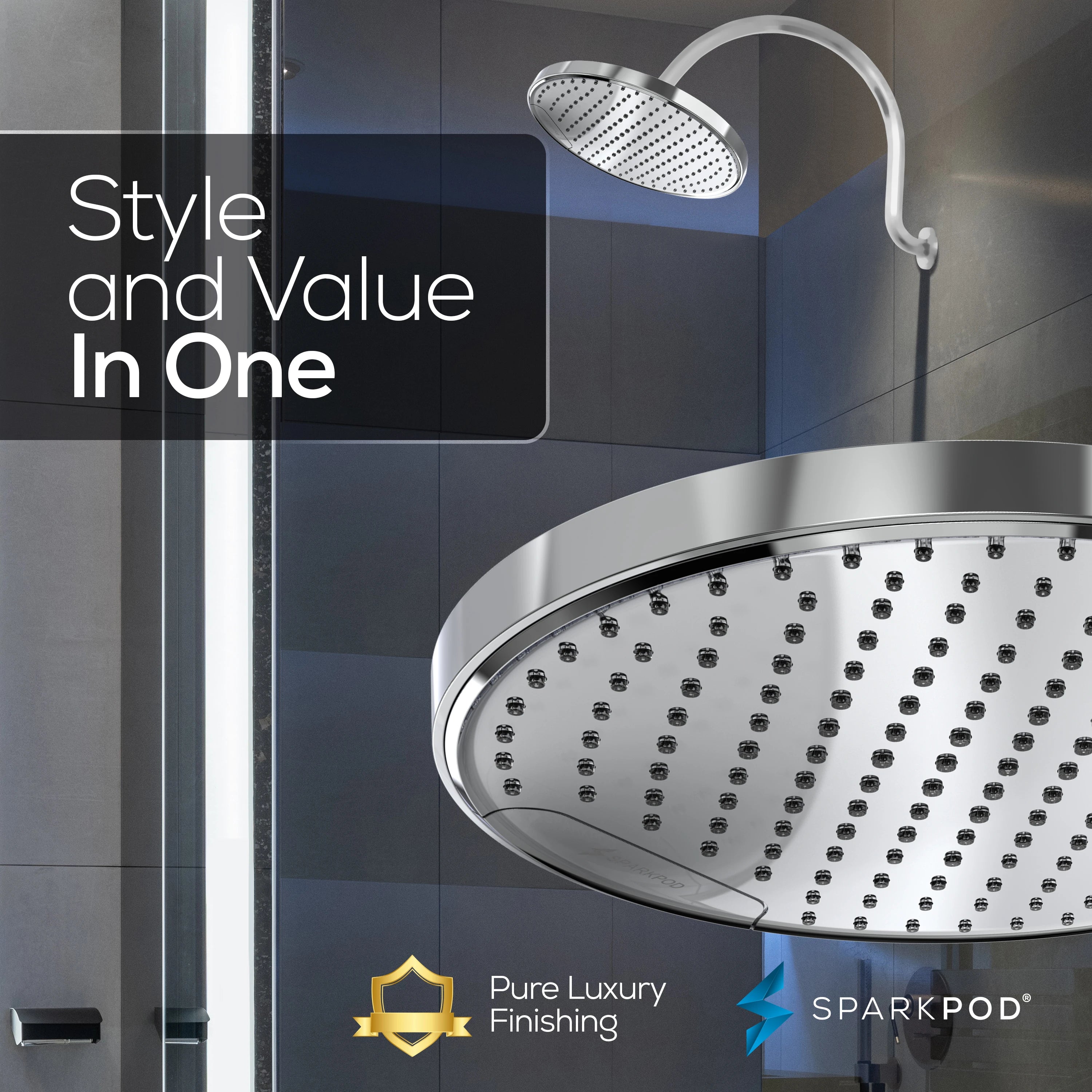 10" Round Rainfall Shower Head