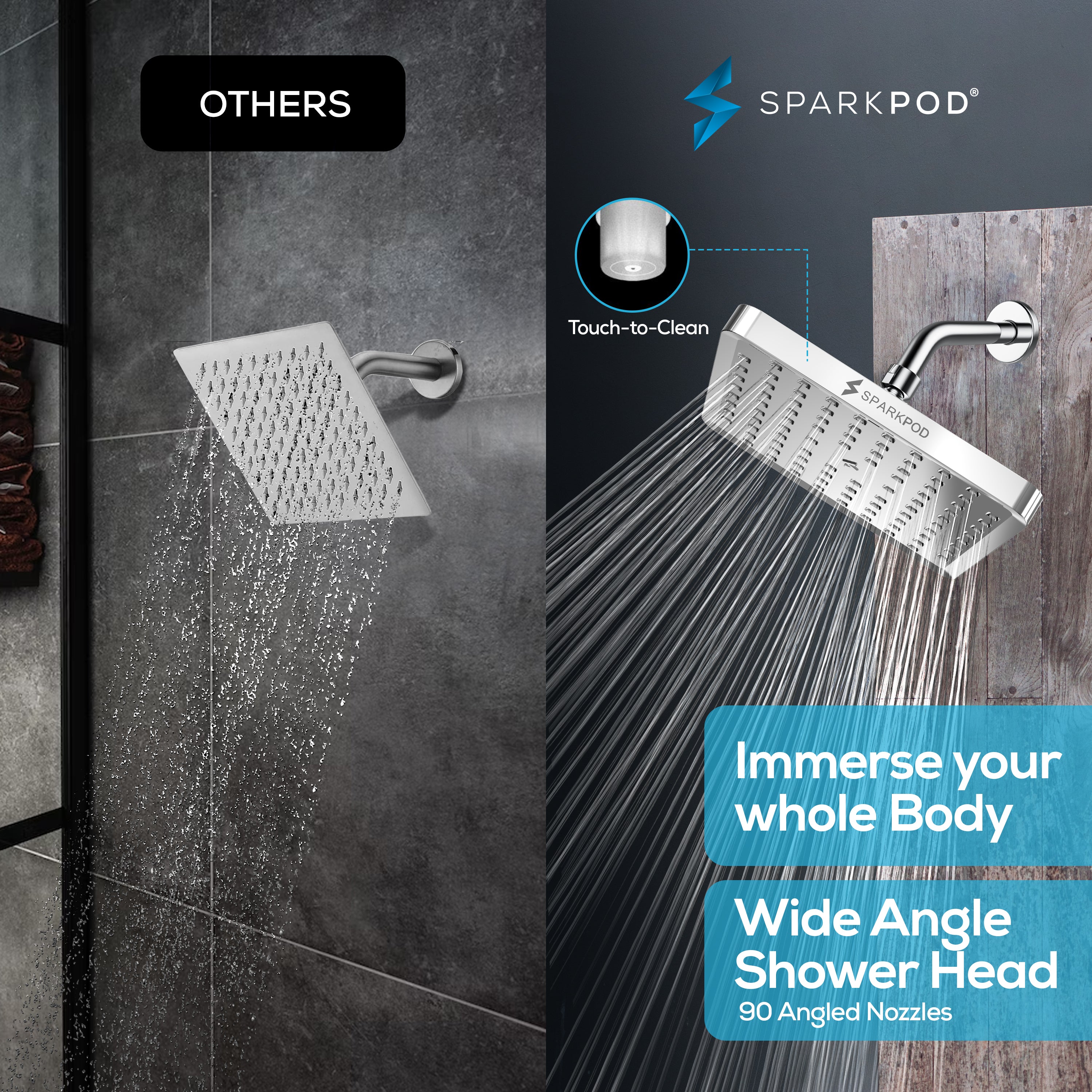 8" Square Rainfall Shower Head