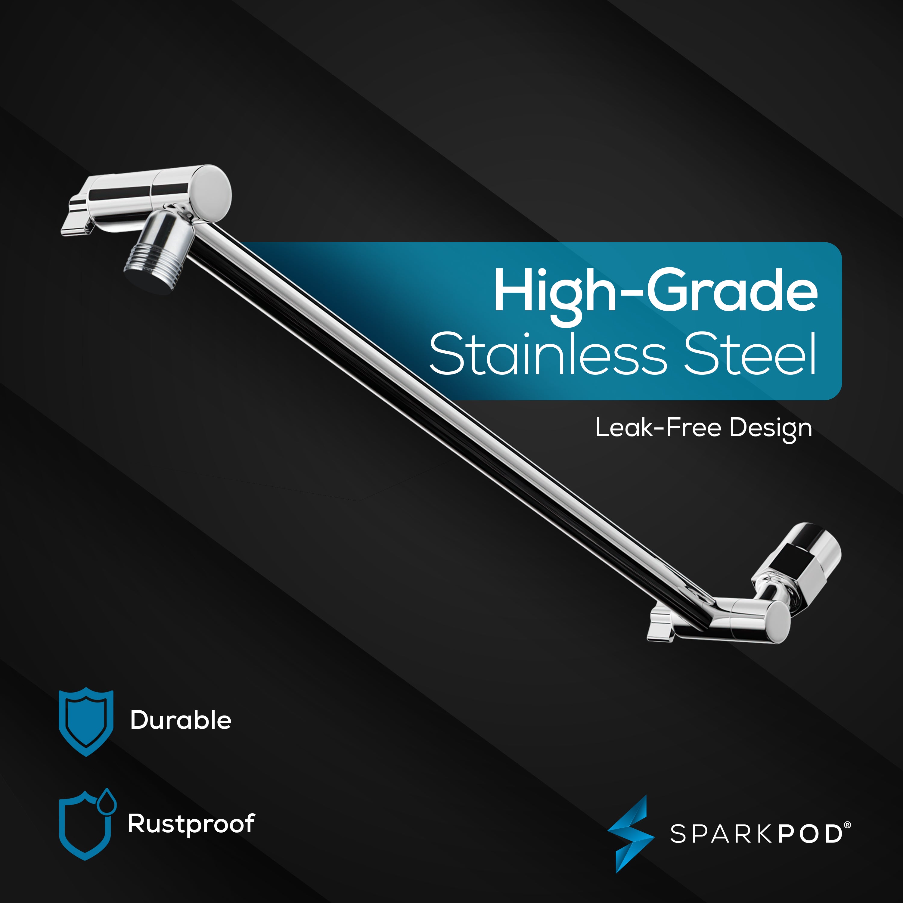 8” Square Rain  Shower Head + 16” Shower Arm Extension