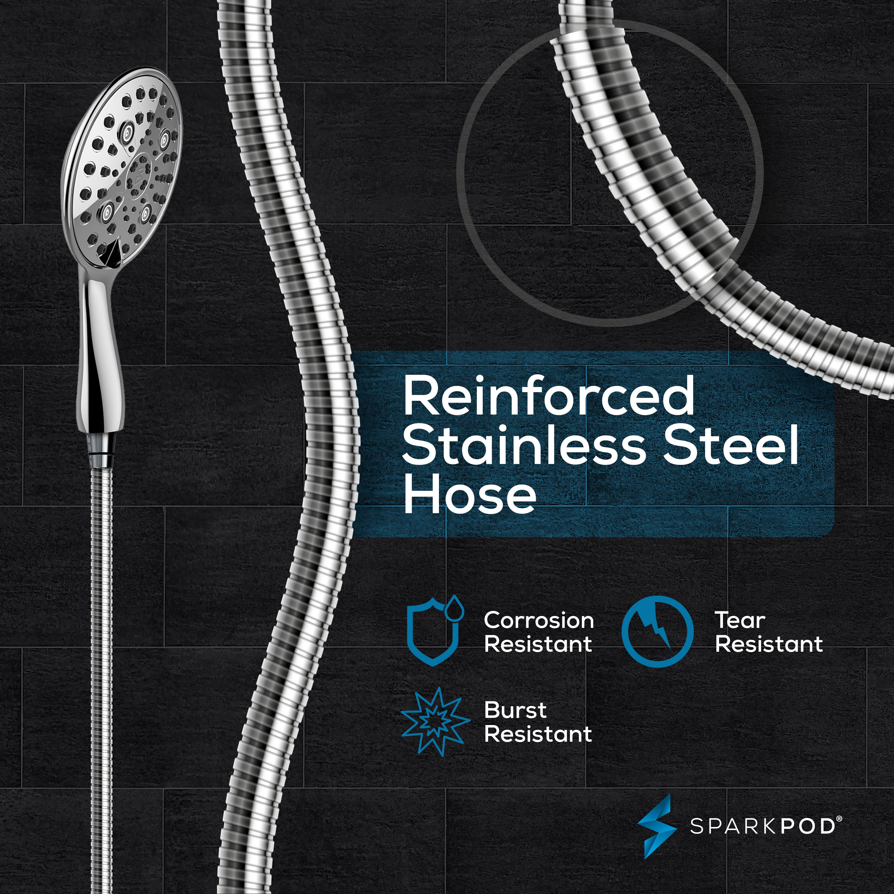 6" 6-Function Handheld Shower Head