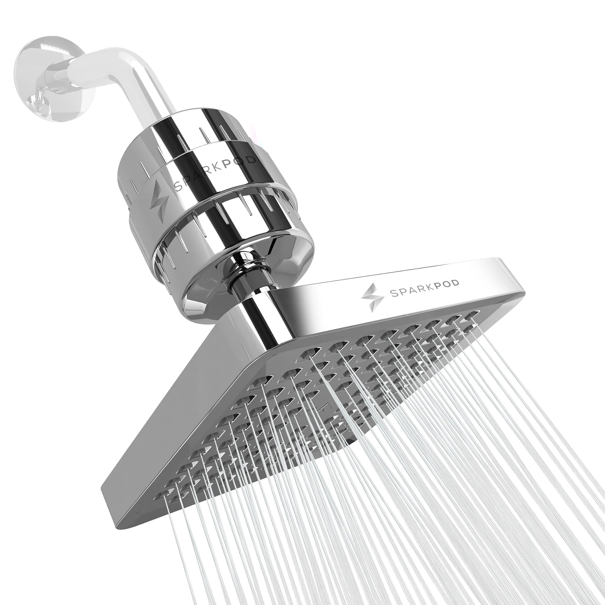 6” Square Rain Shower Head + High Output Filter
