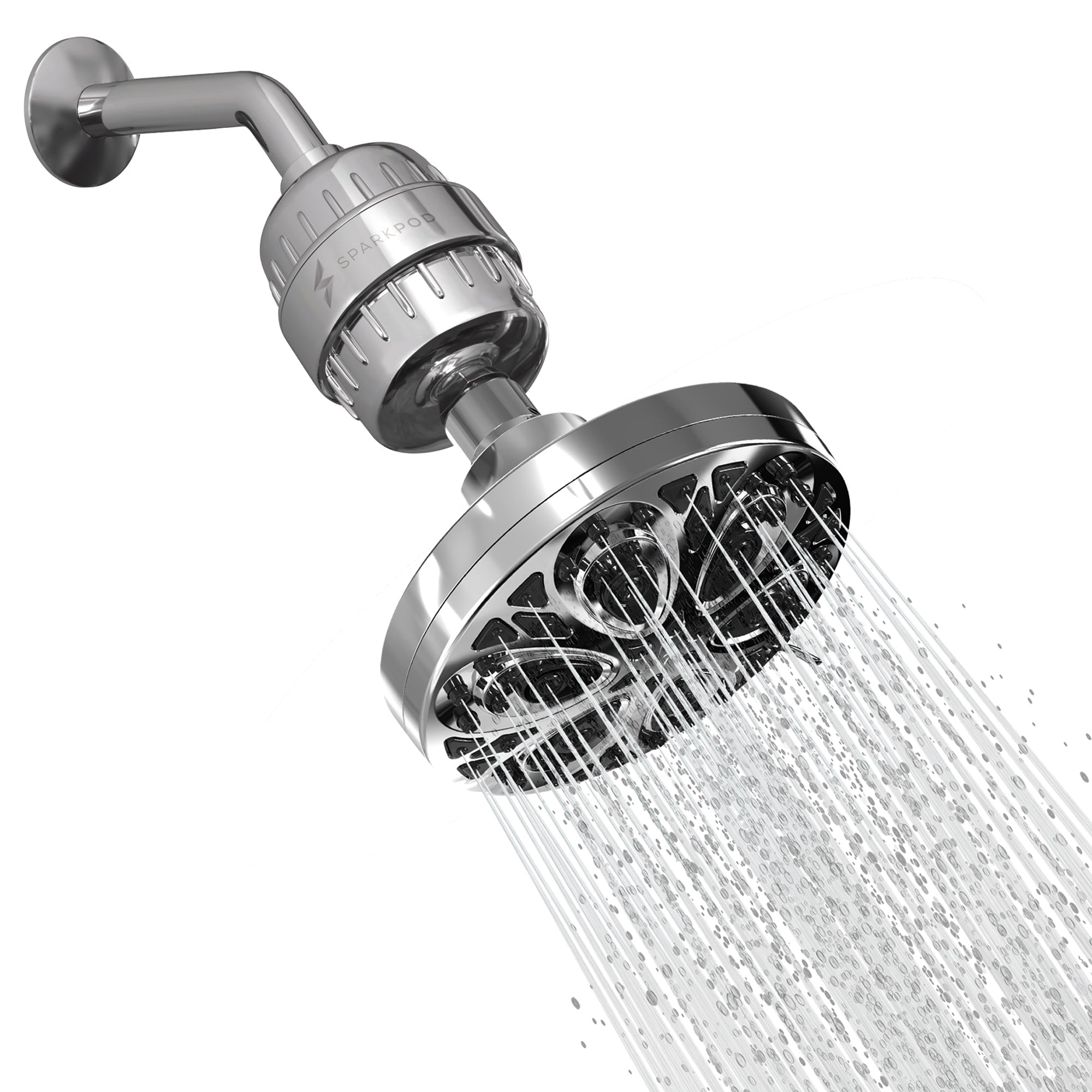 5" 8-Function Rain Shower Head + High Output Filter