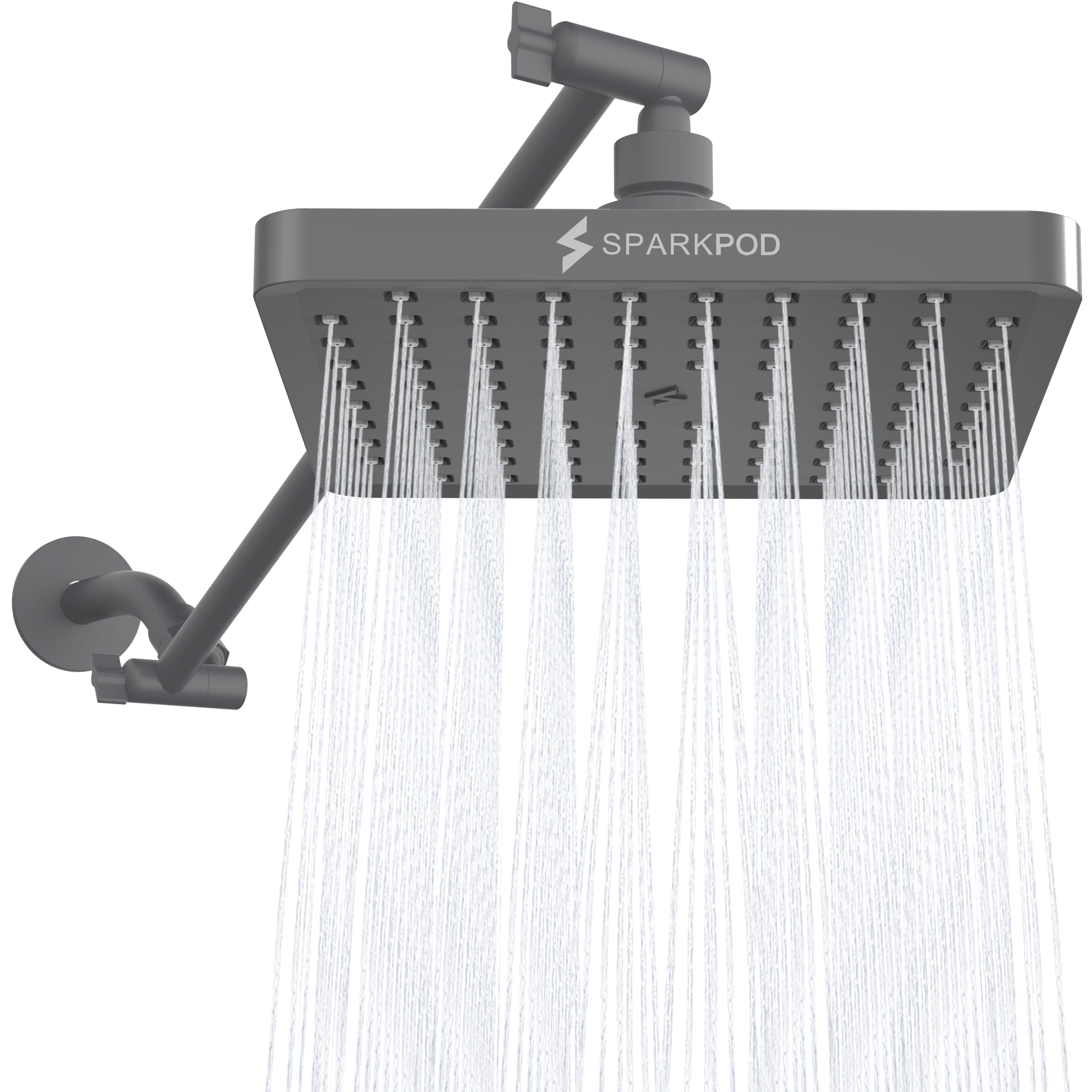 8” Square Rain  Shower Head + 16” Shower Arm Extension