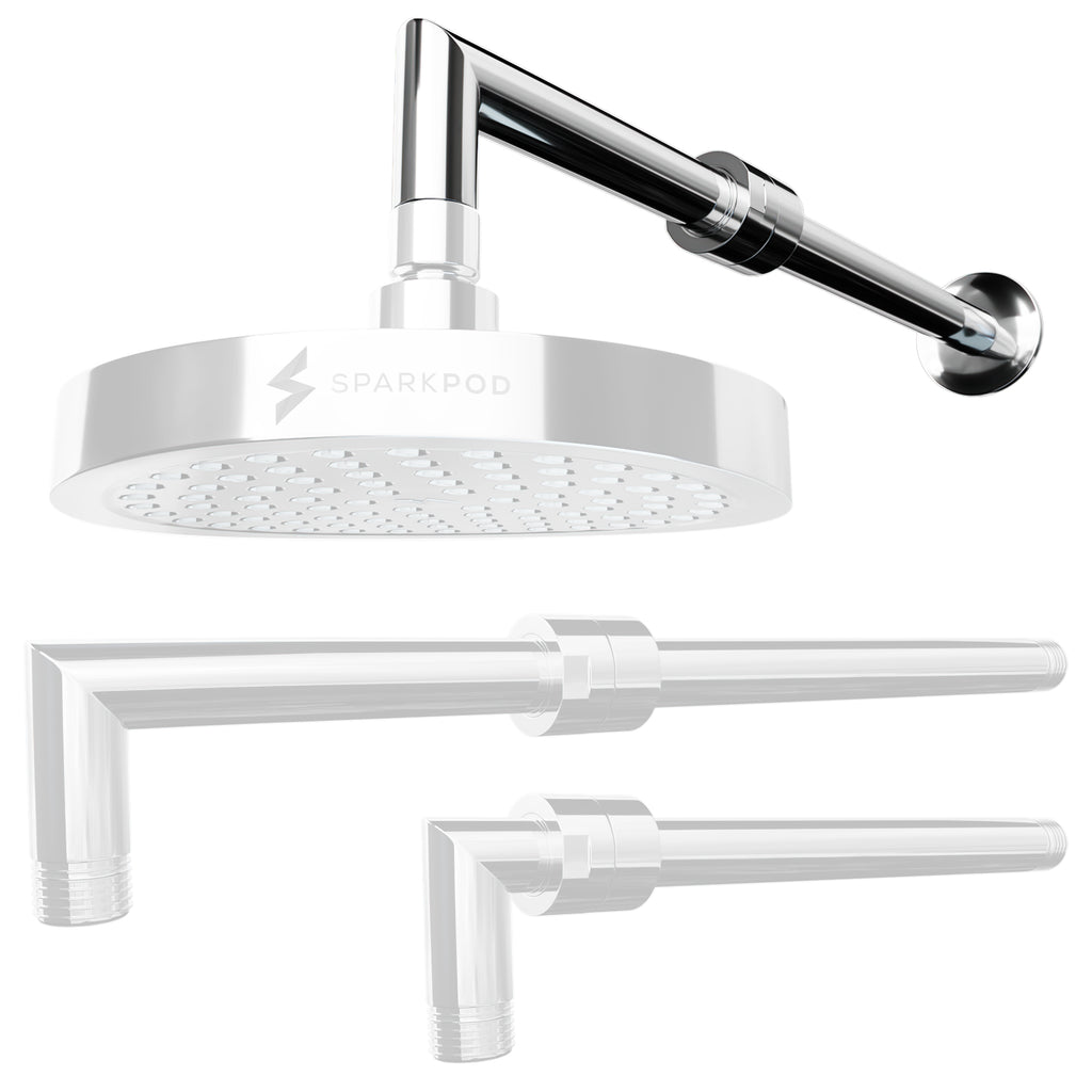 SparkPod 11 Inch Expandable Shower Arm with Flange (Polished Chrome)