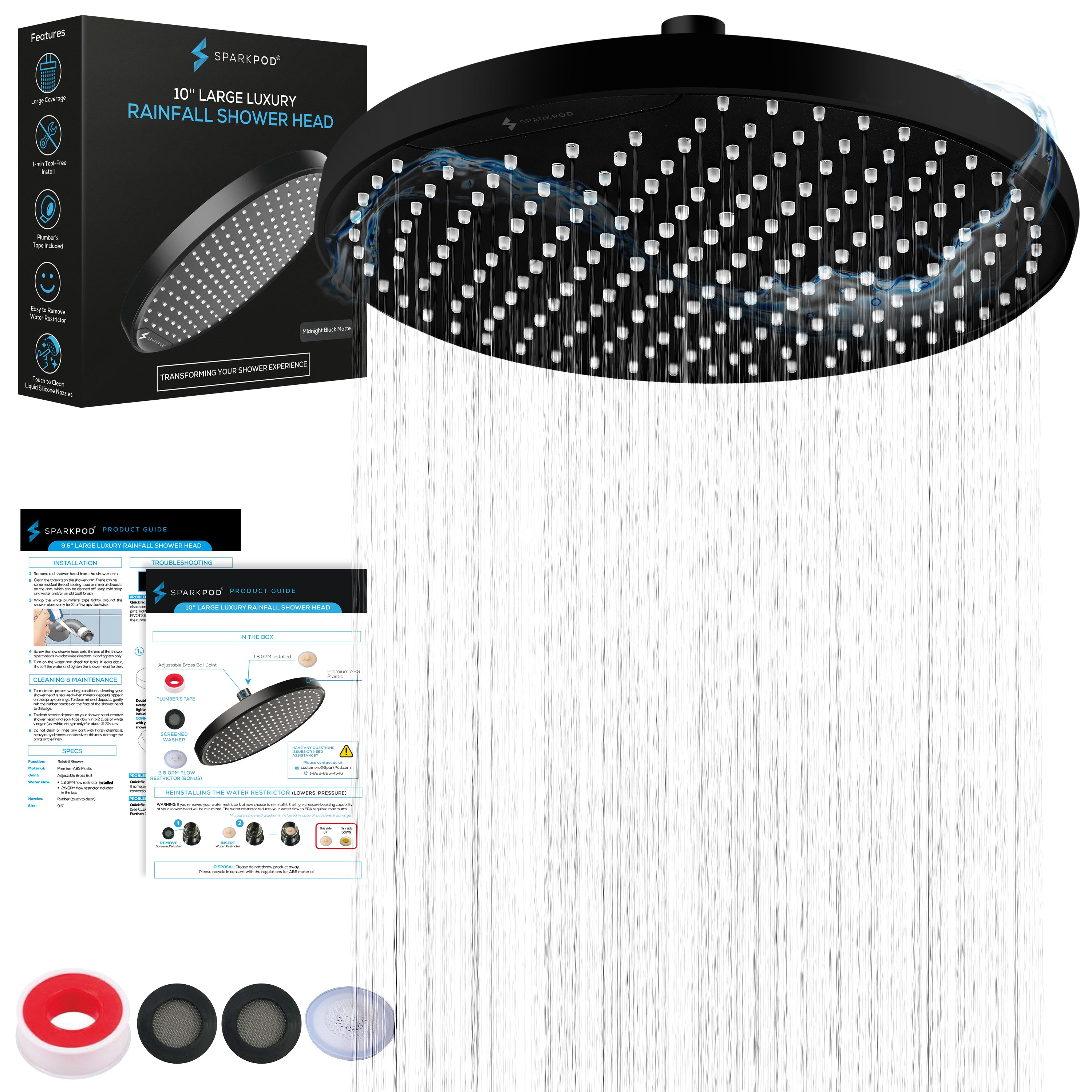 10" Round Rainfall Shower Head