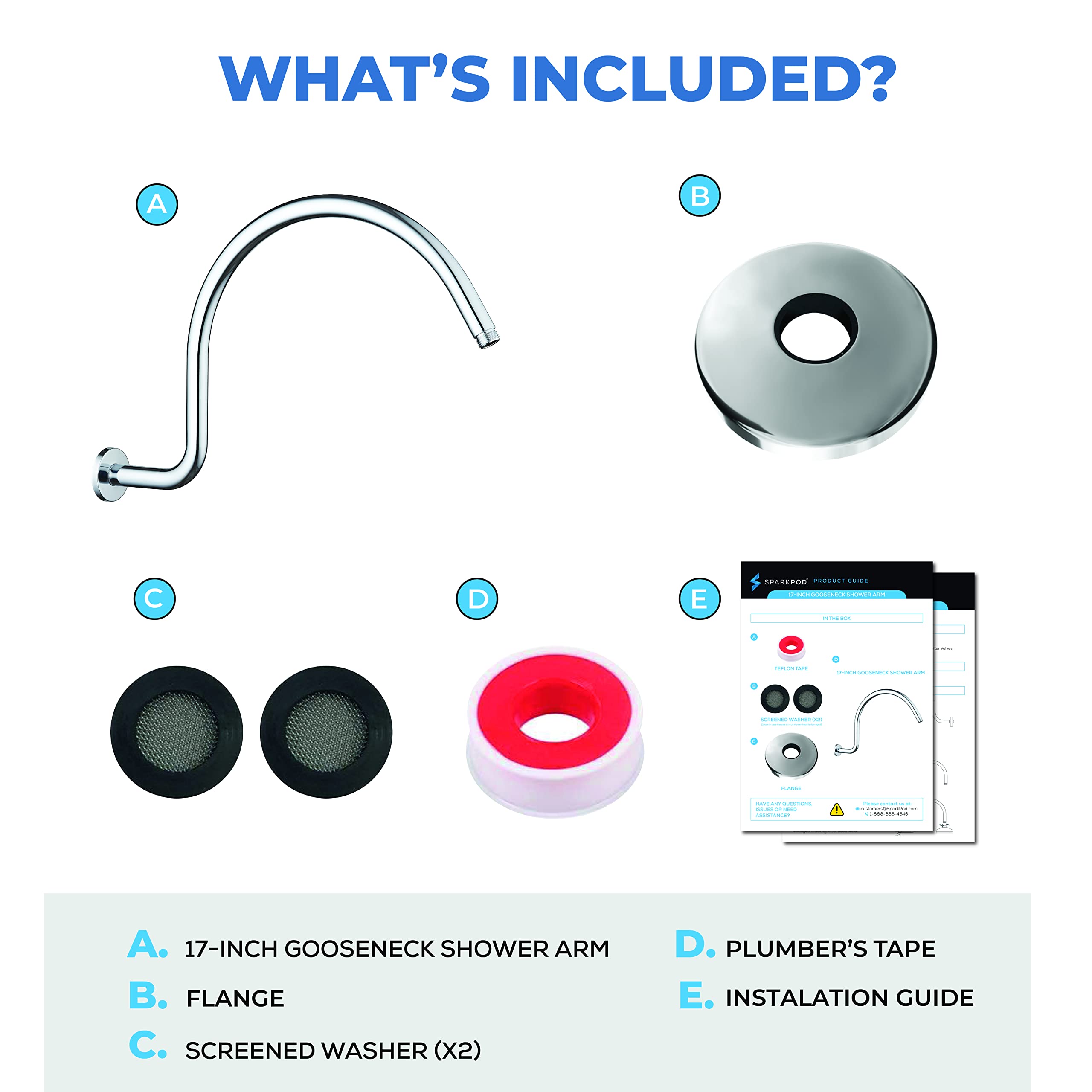 17" Gooseneck Shower Arm