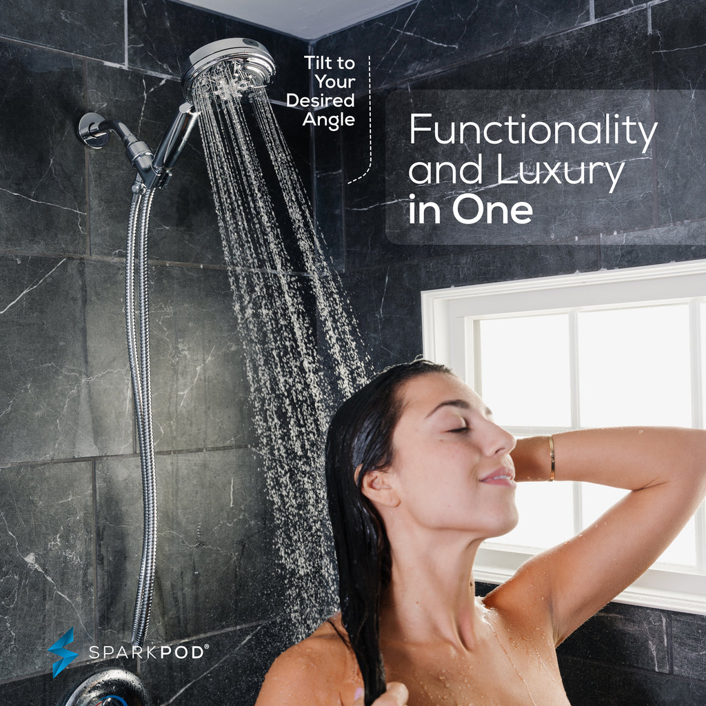 6 function shower head with hose - SparkPod