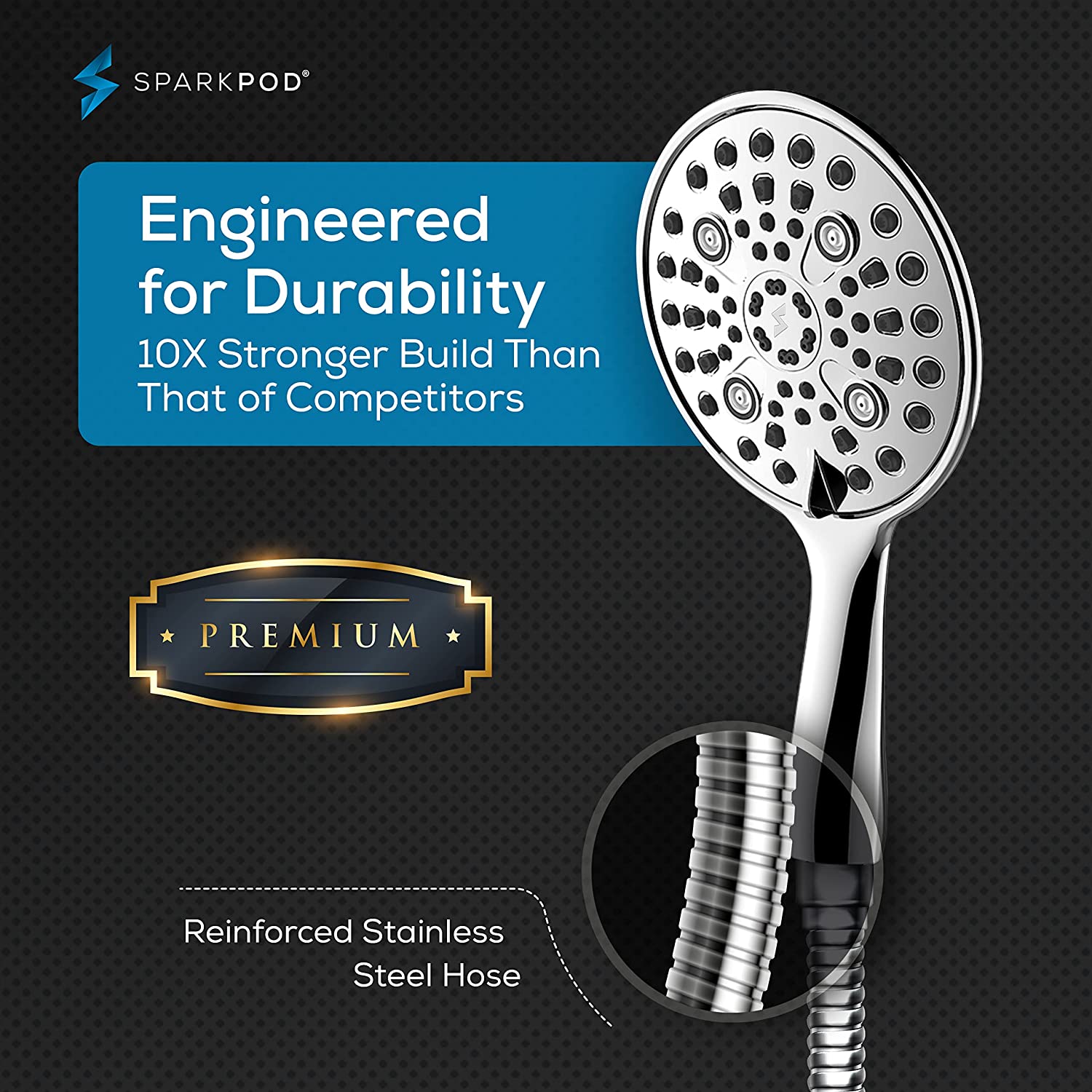 6" 6-Function Handheld Shower Head