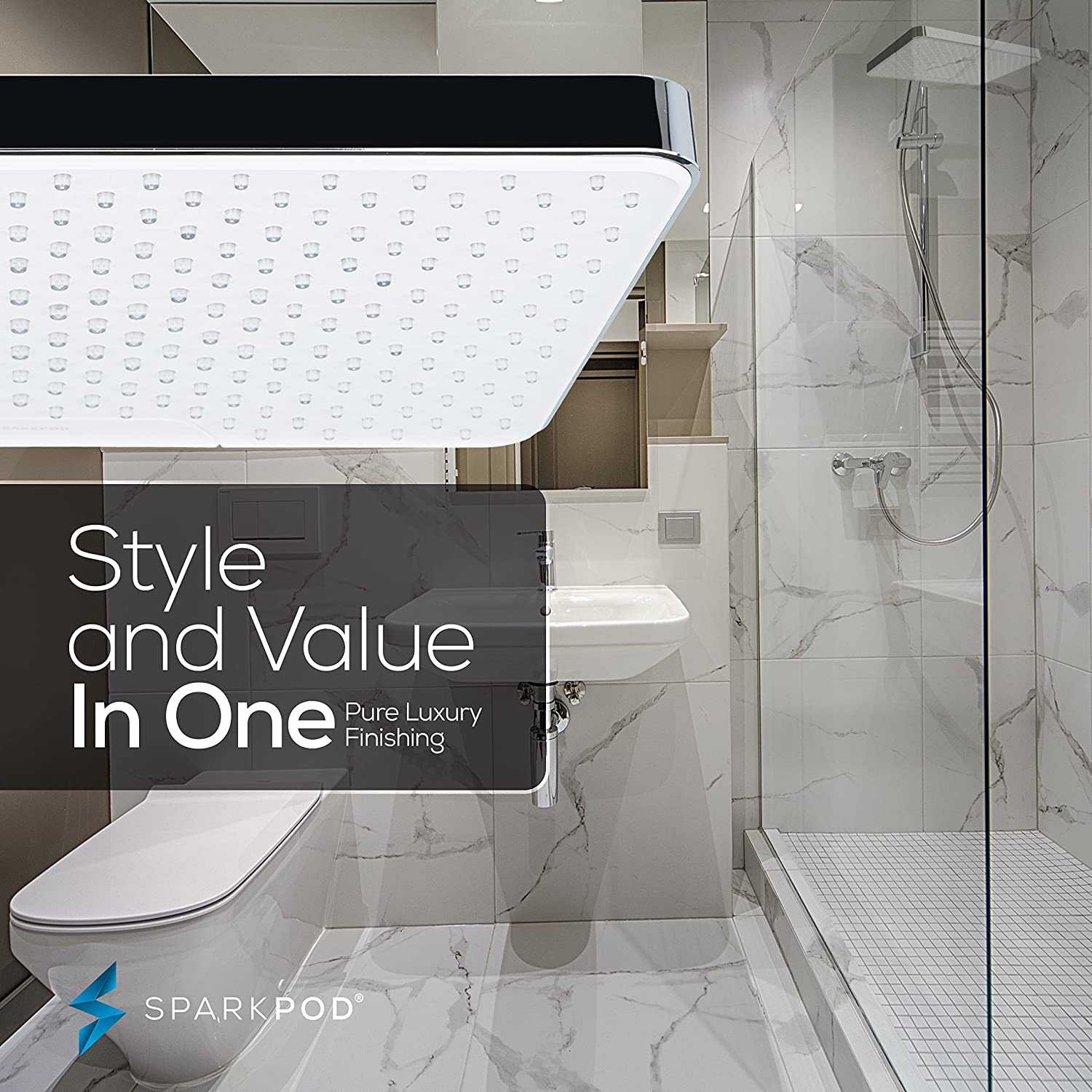 12" Rectangular Rainfall Shower Head