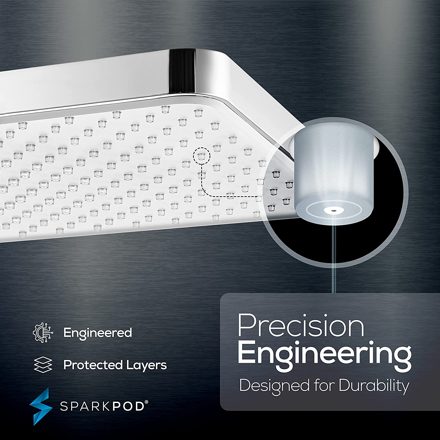 12" Rectangular Rainfall Shower Head