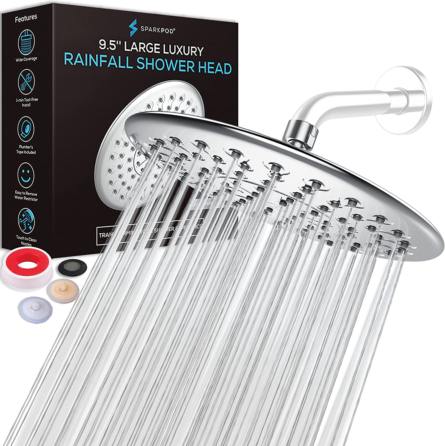 9.5" Round Rainfall Shower Head