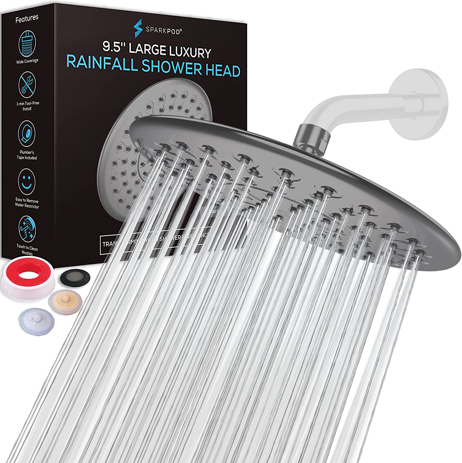 9.5" Round Rainfall Shower Head