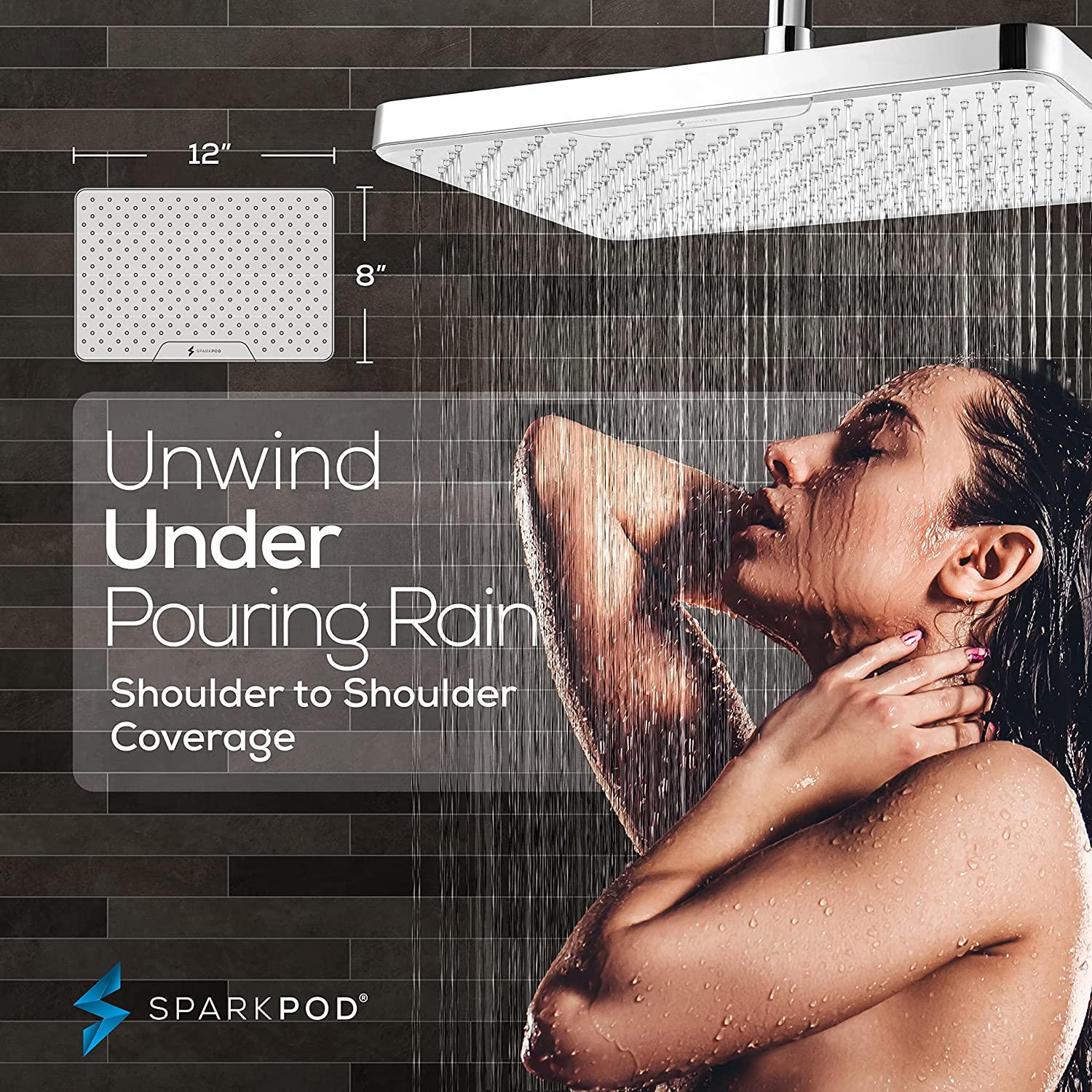 12" Rectangular Rainfall Shower Head