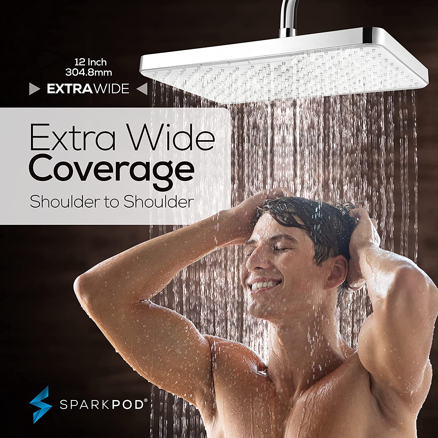 12" Rectangular Rainfall Shower Head