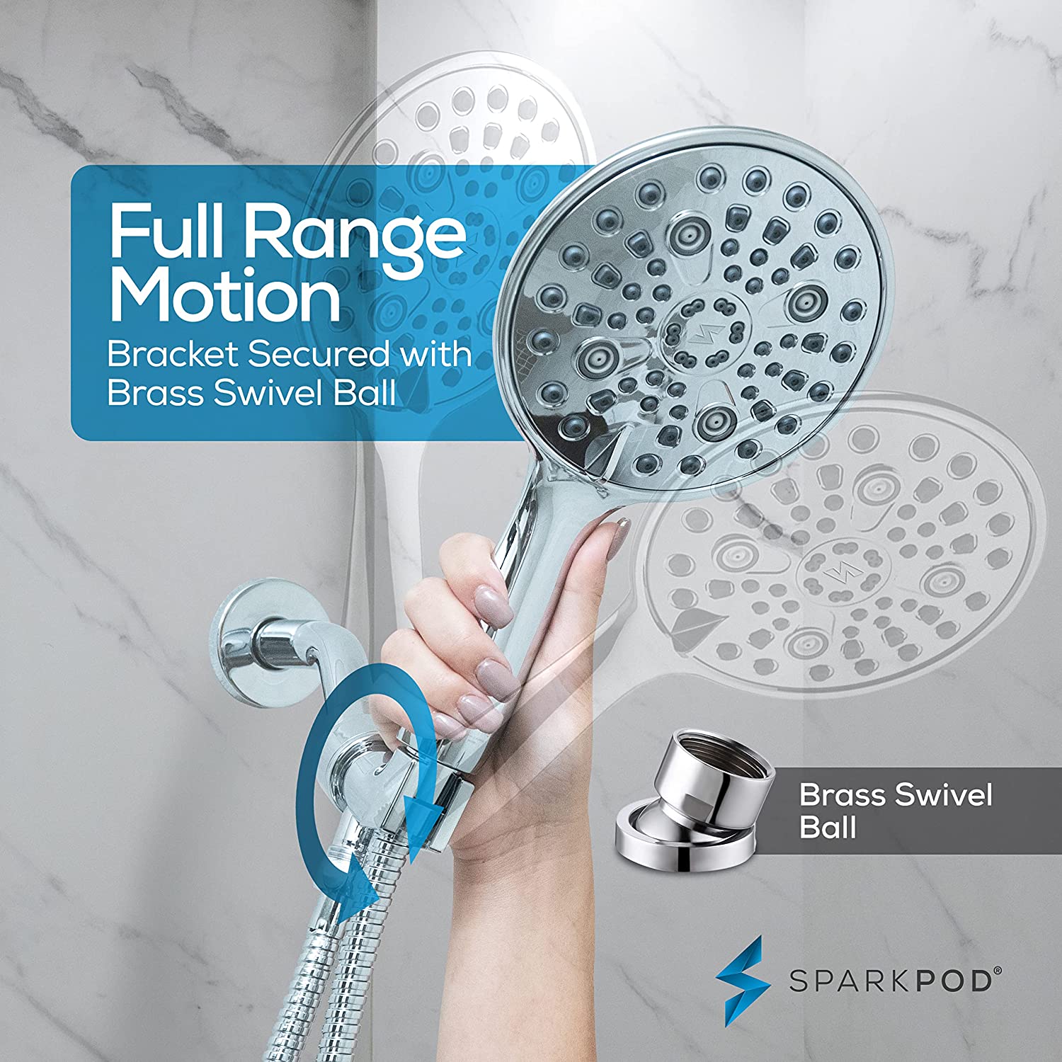 6" 6-Function Handheld Shower Head