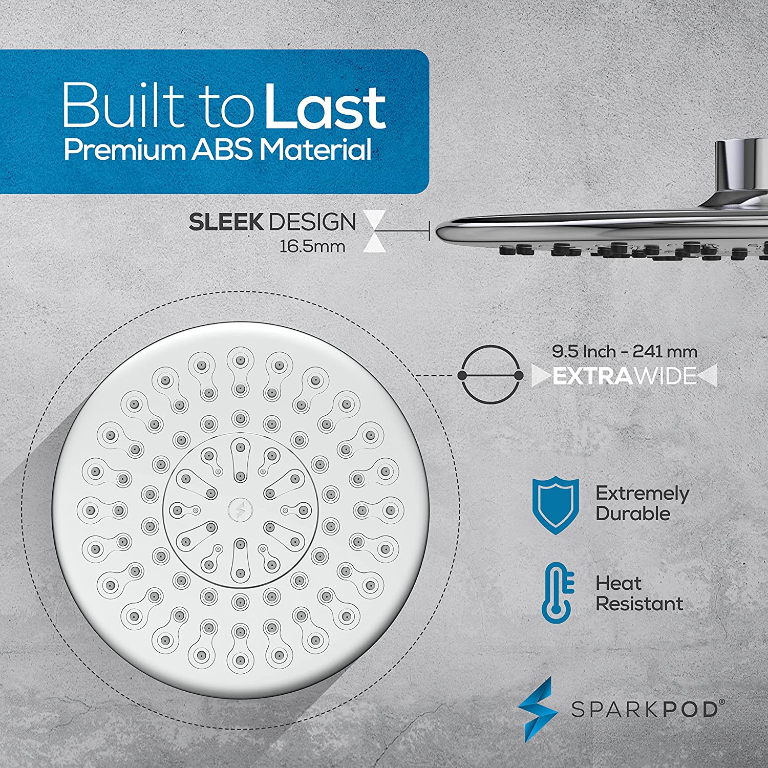 9.5" Round Rainfall Shower Head