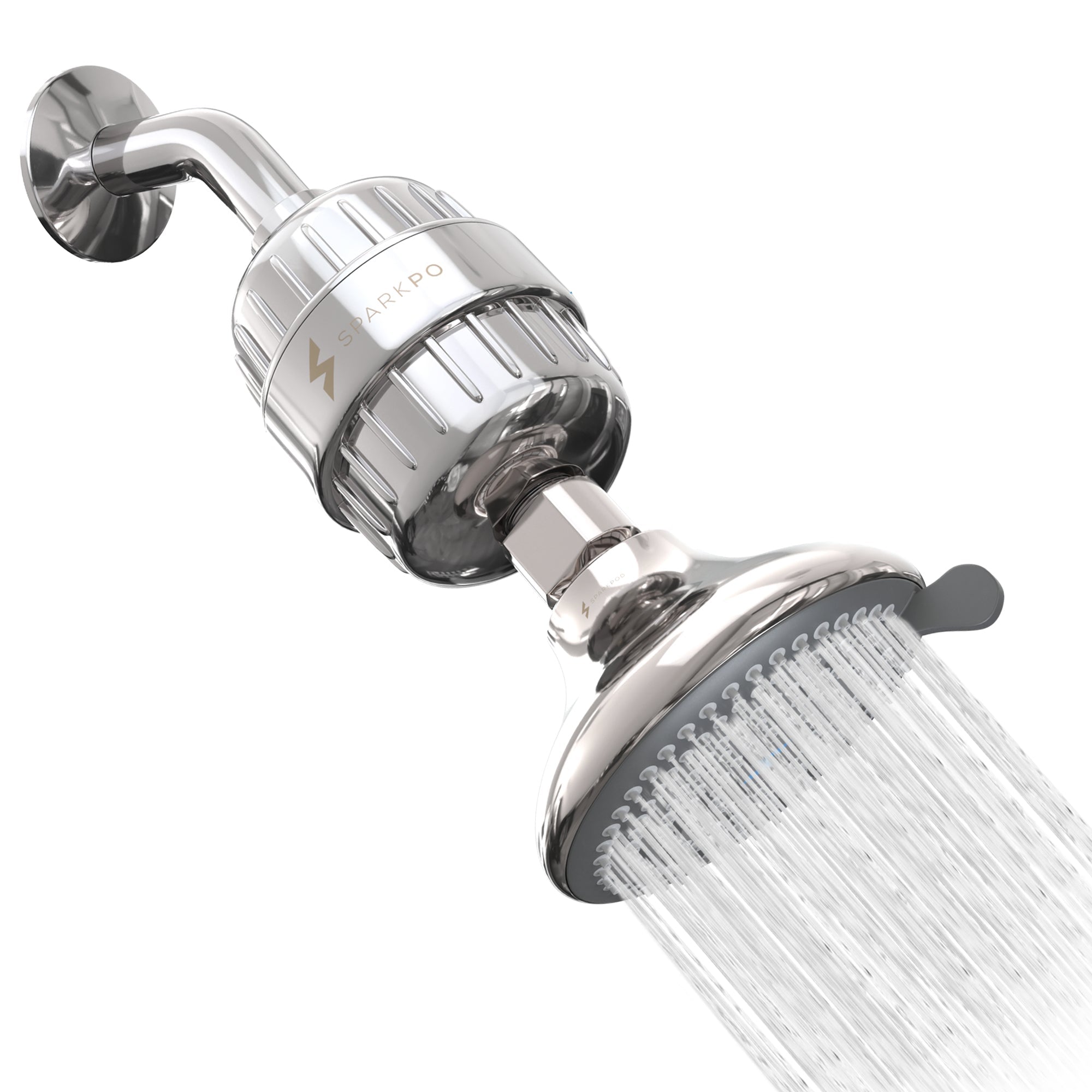 4" Multi Spray Setting Shower Head + High Output Filter