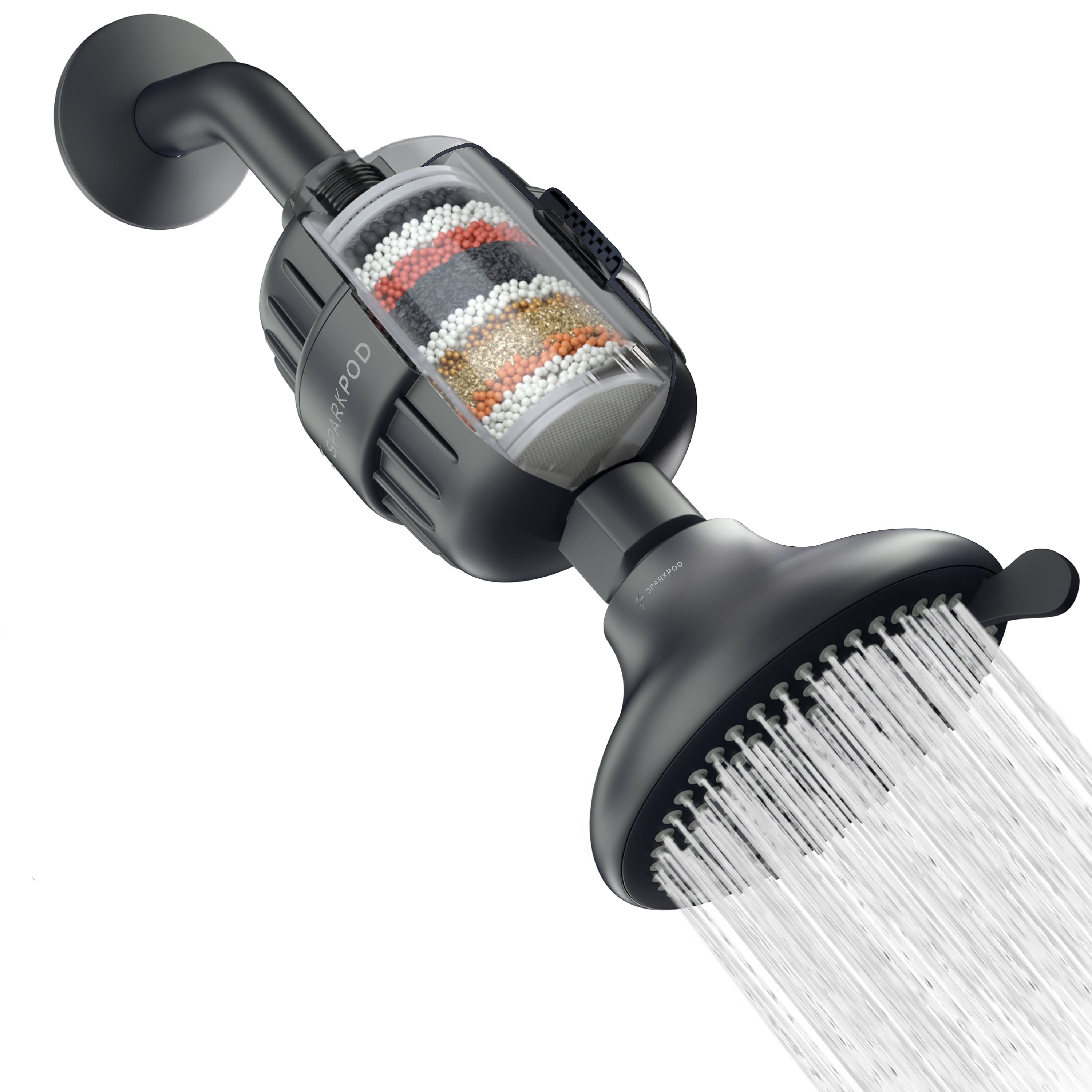 4" Multi Spray Setting Shower Head + High Output Filter