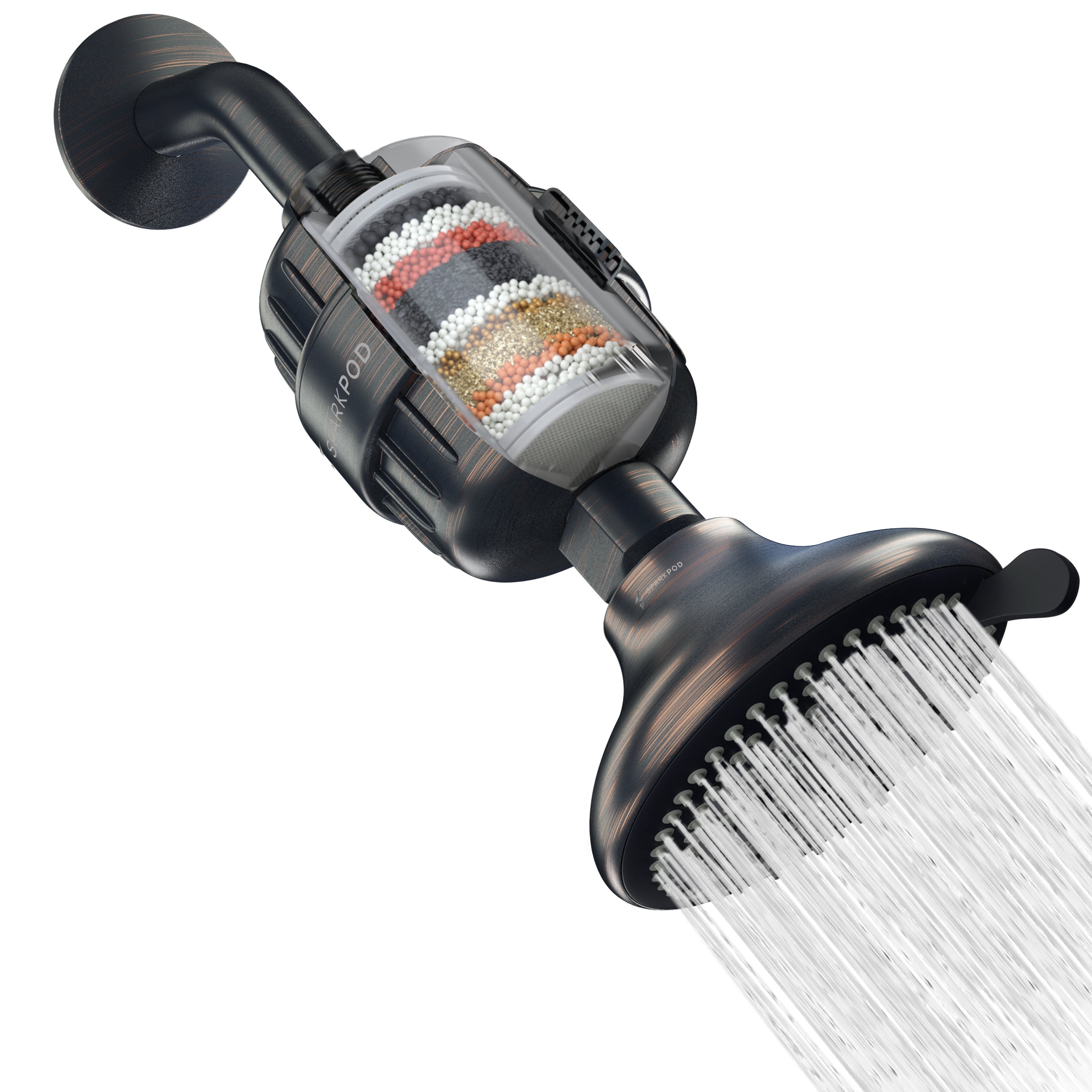 4" Multi Spray Setting Shower Head + High Output Filter